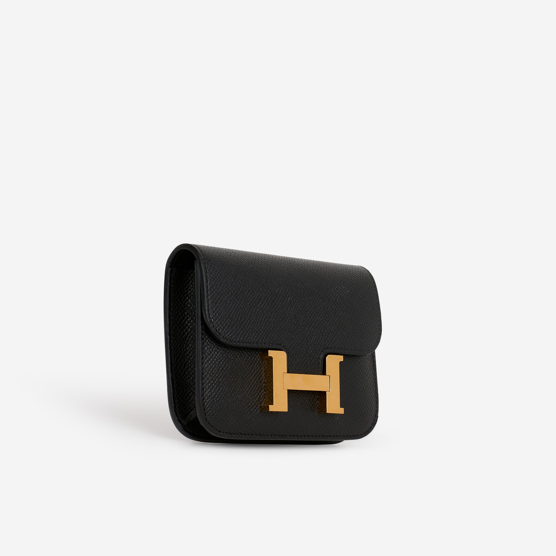 Hermès Constance Slim Wallet - Noir Epsom | Gold Hardware - Bagista