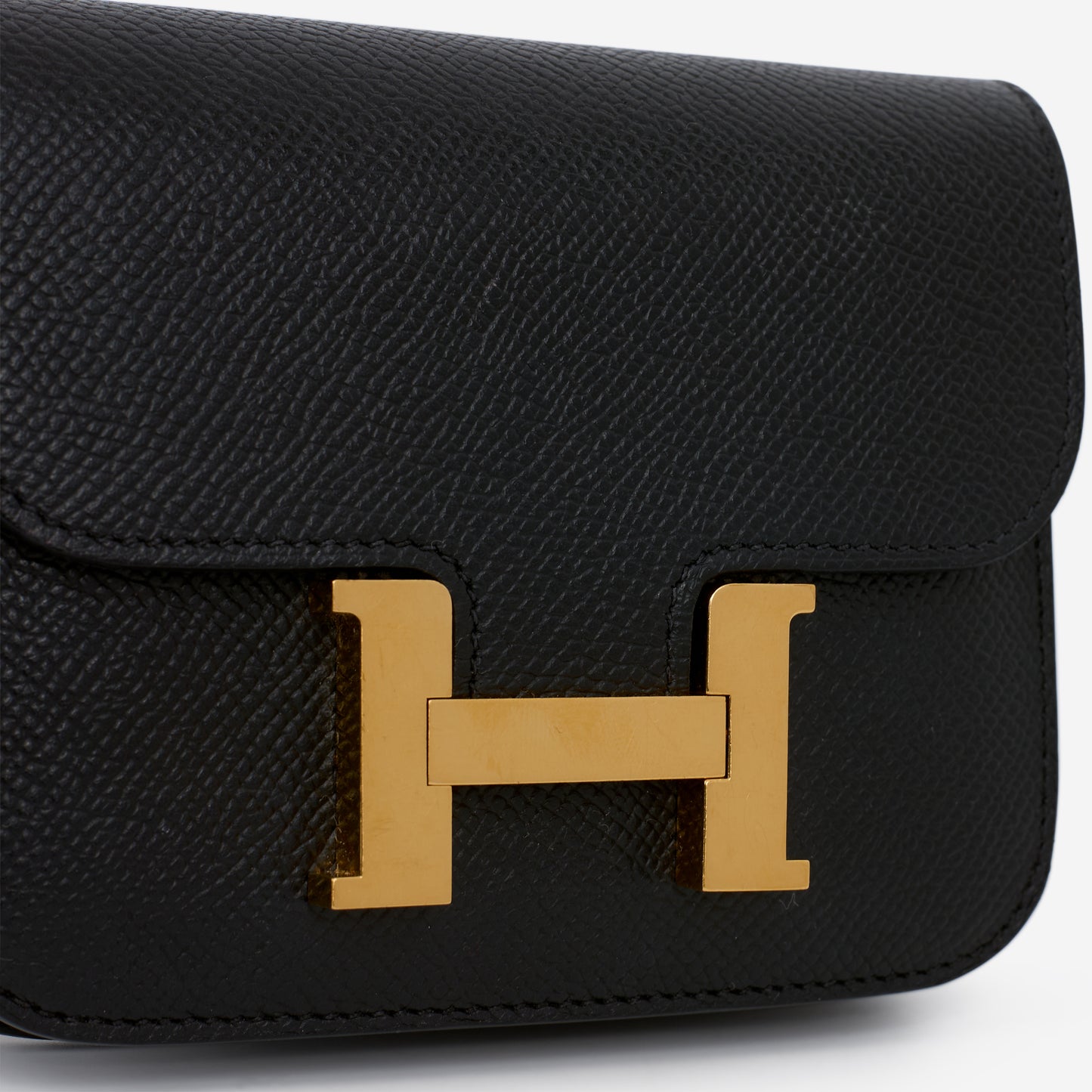 Hermès Constance Slim Wallet - Noir Epsom | Gold Hardware - Bagista