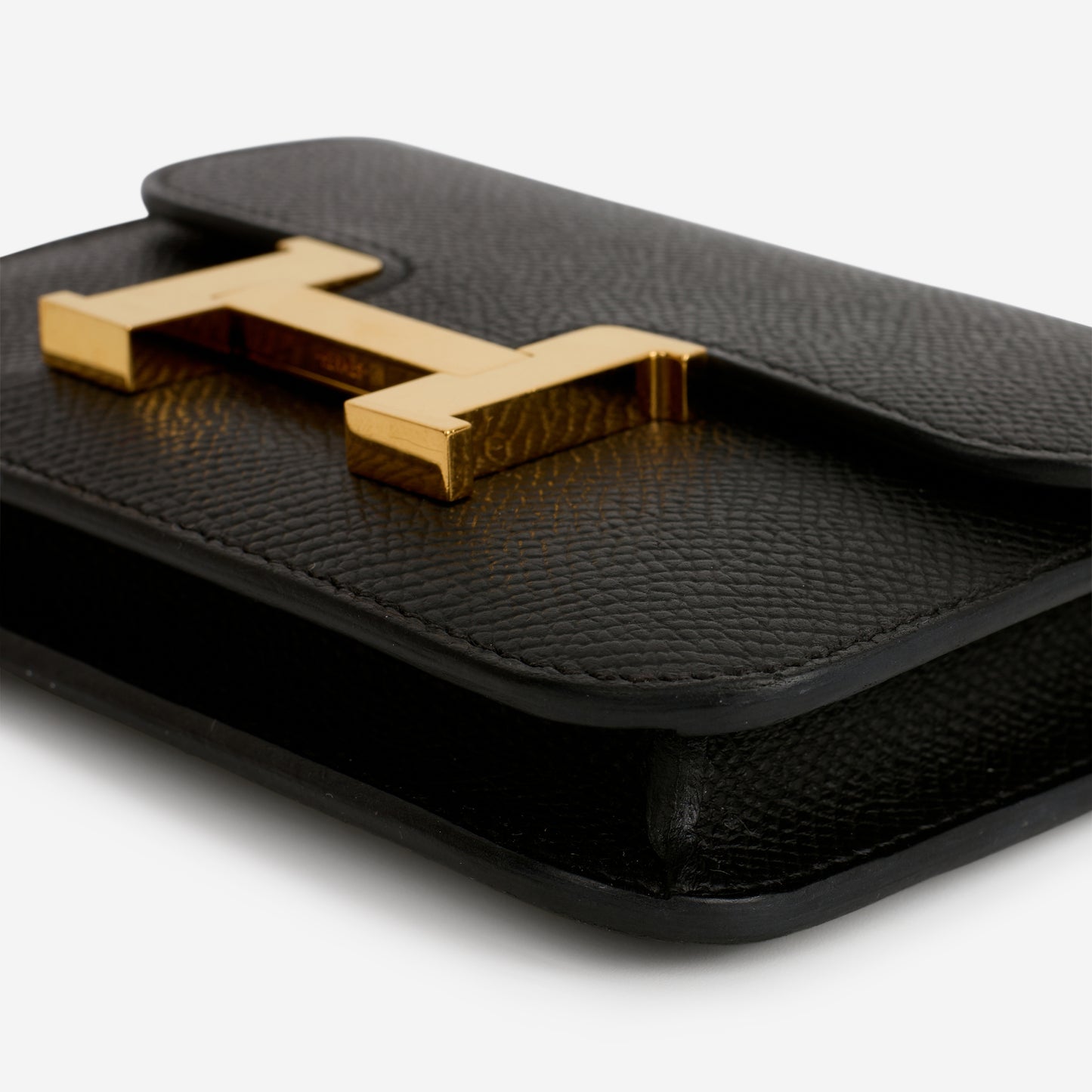 Hermès Constance Slim Wallet - Noir Epsom | Gold Hardware - Bagista
