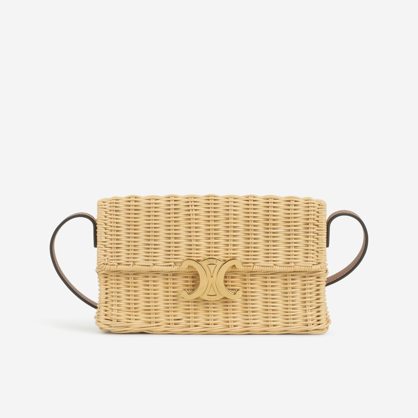 Celine Claude Shoulder Bag - Wicker / Tan Calfskin | Gold Hardware - Bagista