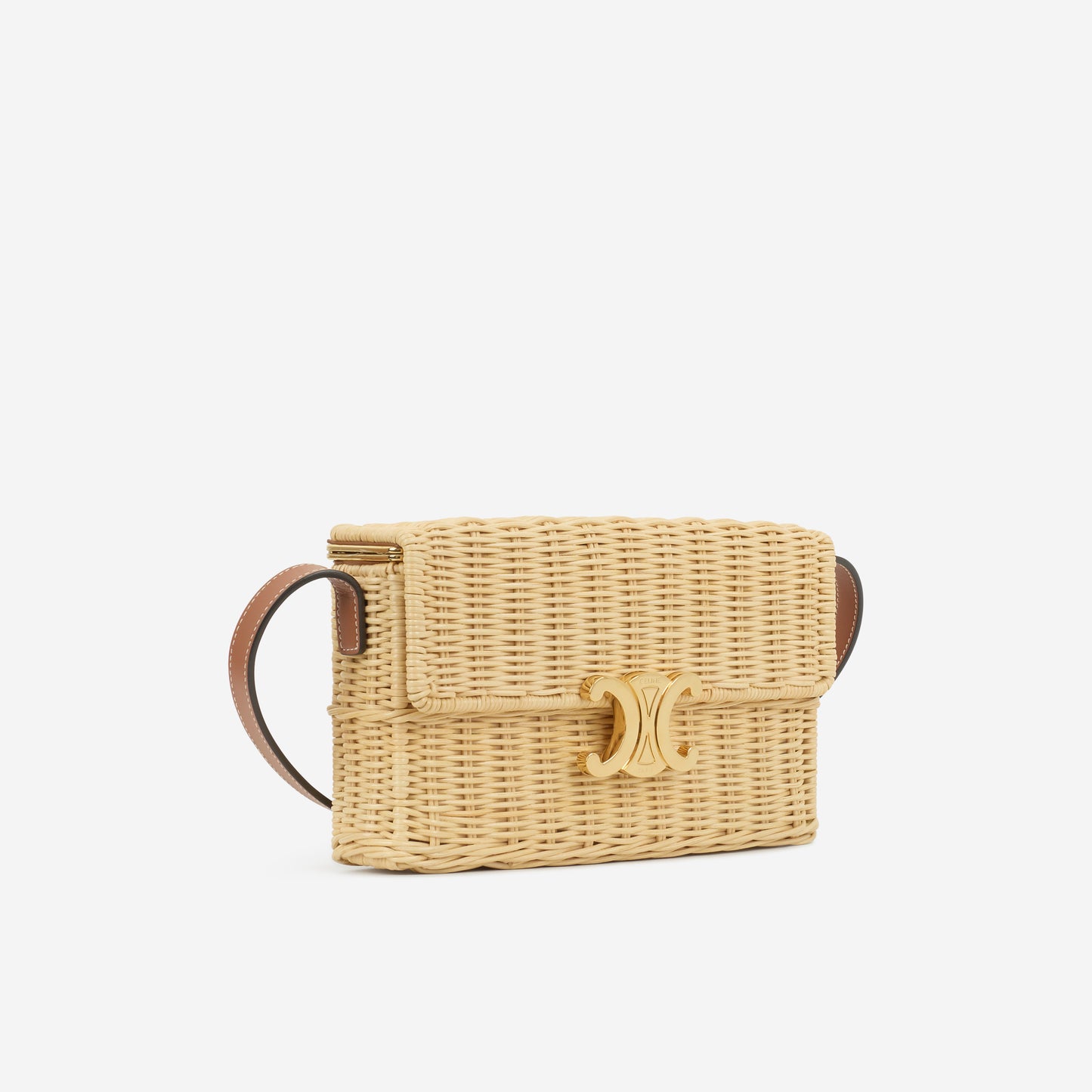 Celine Claude Shoulder Bag - Wicker / Tan Calfskin | Gold Hardware - Bagista