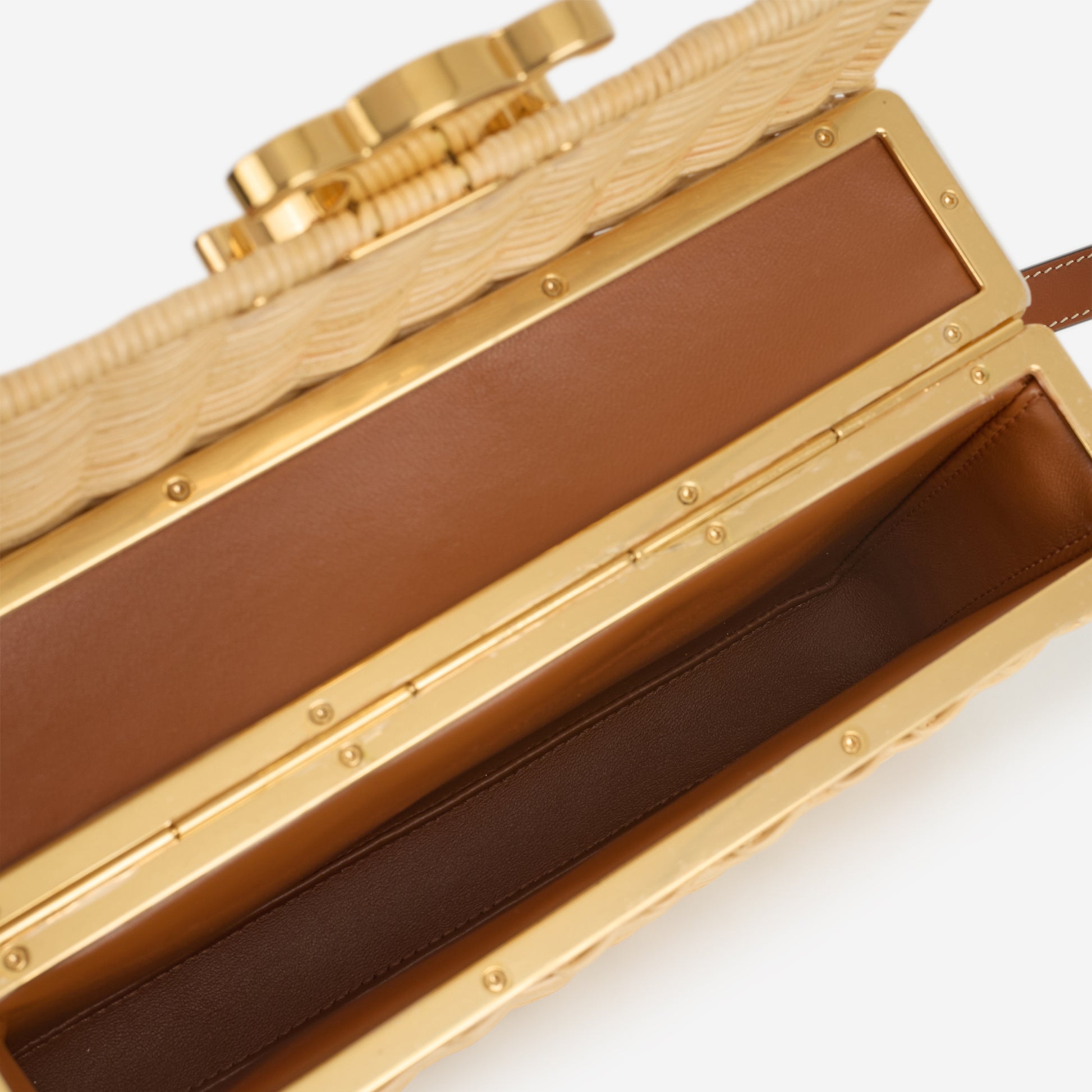 Celine Claude Shoulder Bag - Wicker / Tan Calfskin | Gold Hardware - Bagista