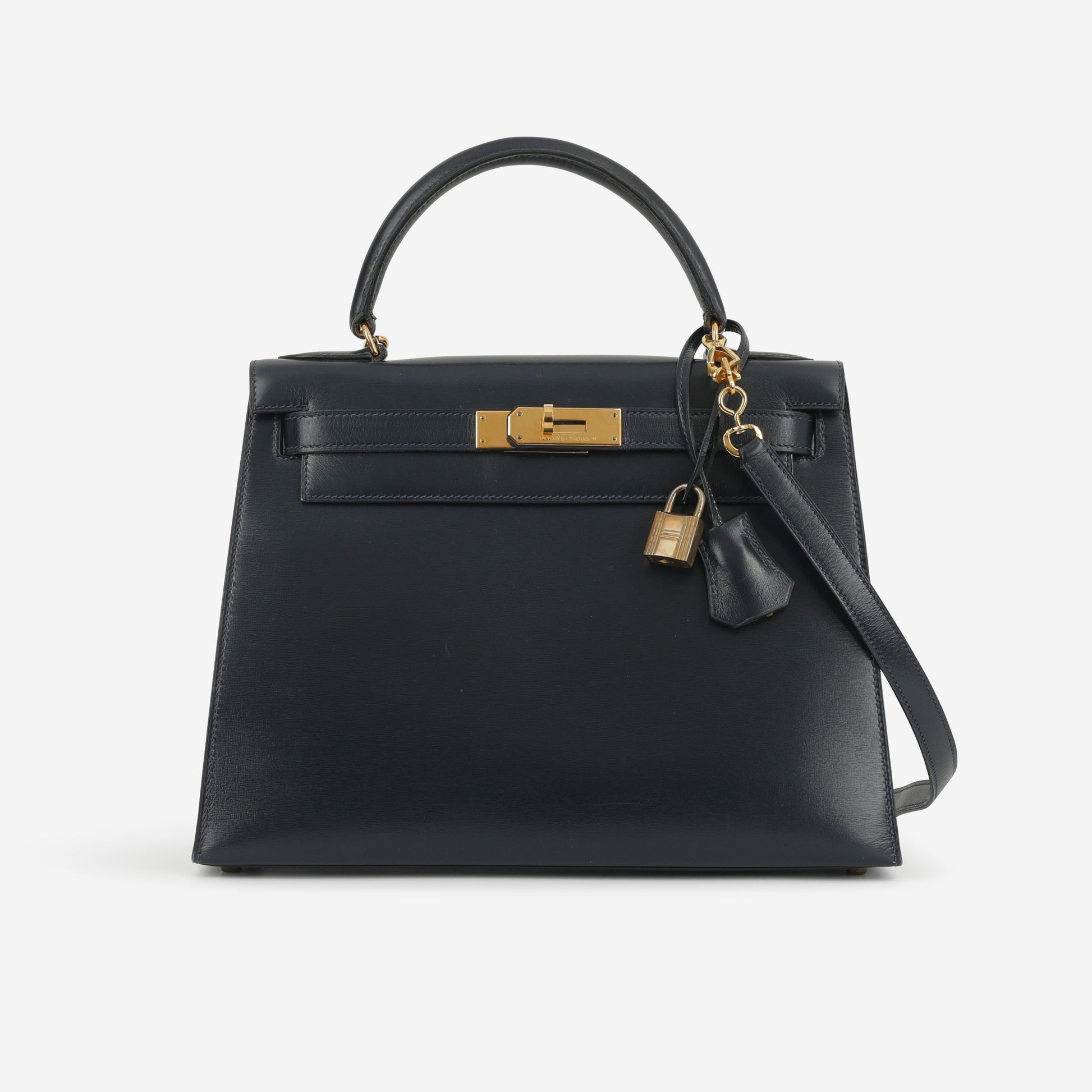 Hermès Vintage Kelly 28 - Bleu Marine Box Calf | Gold Hardware - Bagista