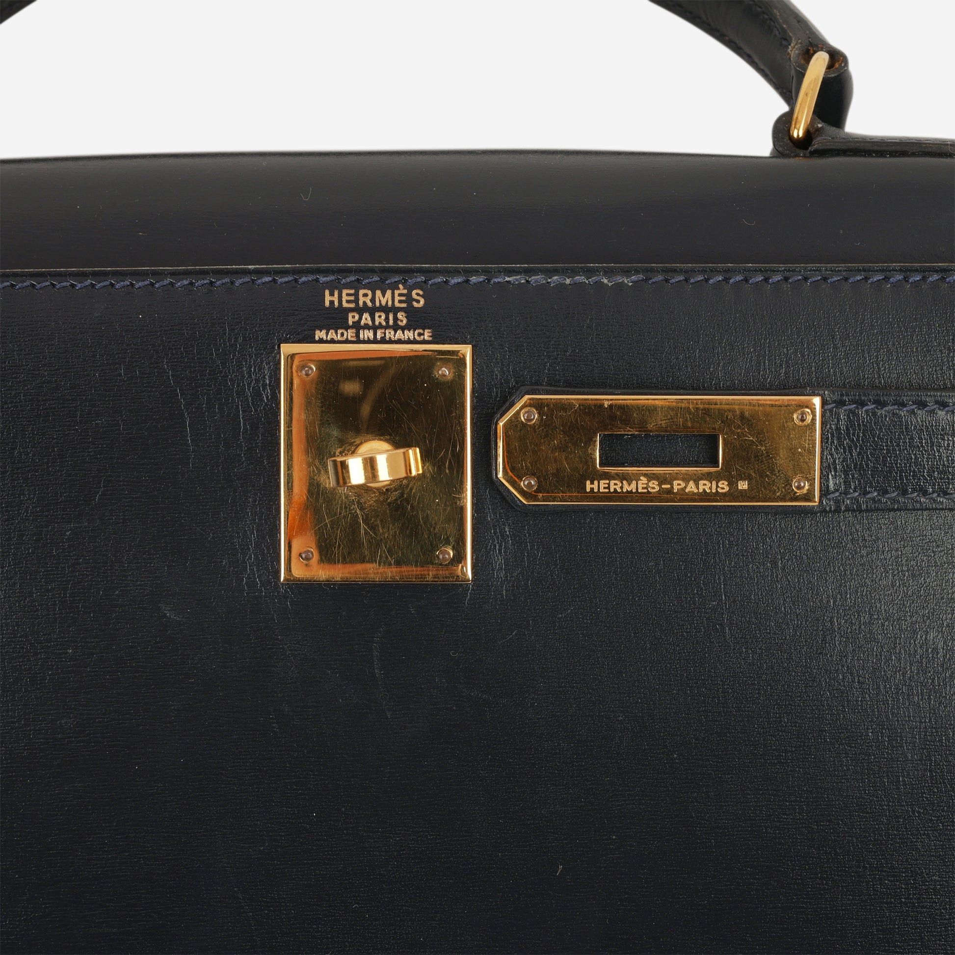 Hermès Vintage Kelly 28 - Bleu Marine Box Calf | Gold Hardware - Bagista