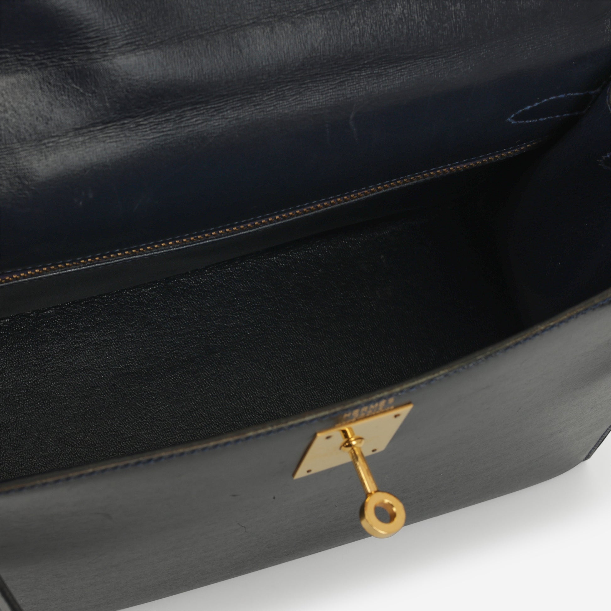 Hermès Vintage Kelly 28 - Bleu Marine Box Calf | Gold Hardware - Bagista