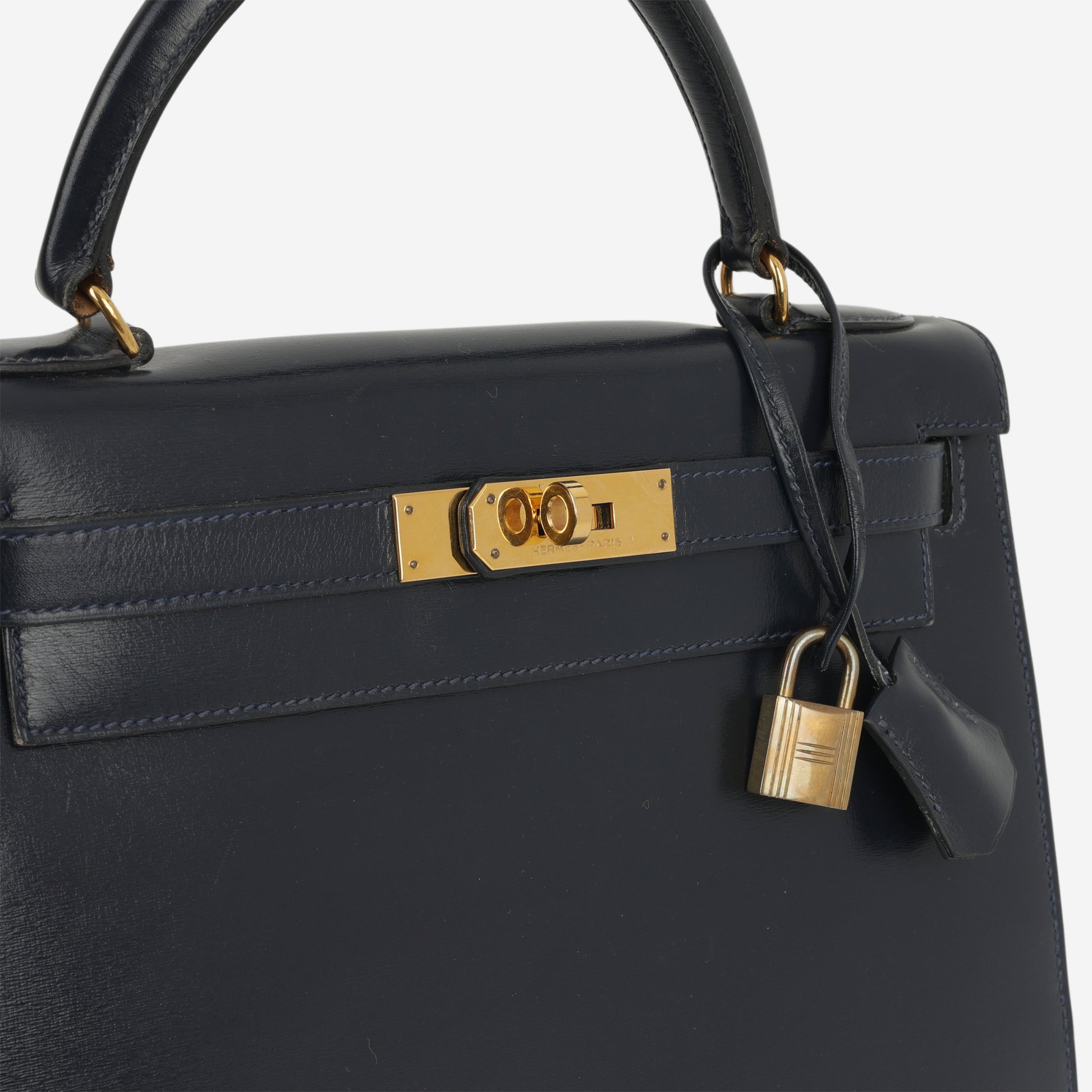 Hermès Vintage Kelly 28 - Bleu Marine Box Calf | Gold Hardware - Bagista