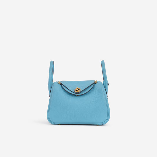 Hermès Mini Lindy - Bleu Du Nord Clemence | Gold Hardware - Bagista