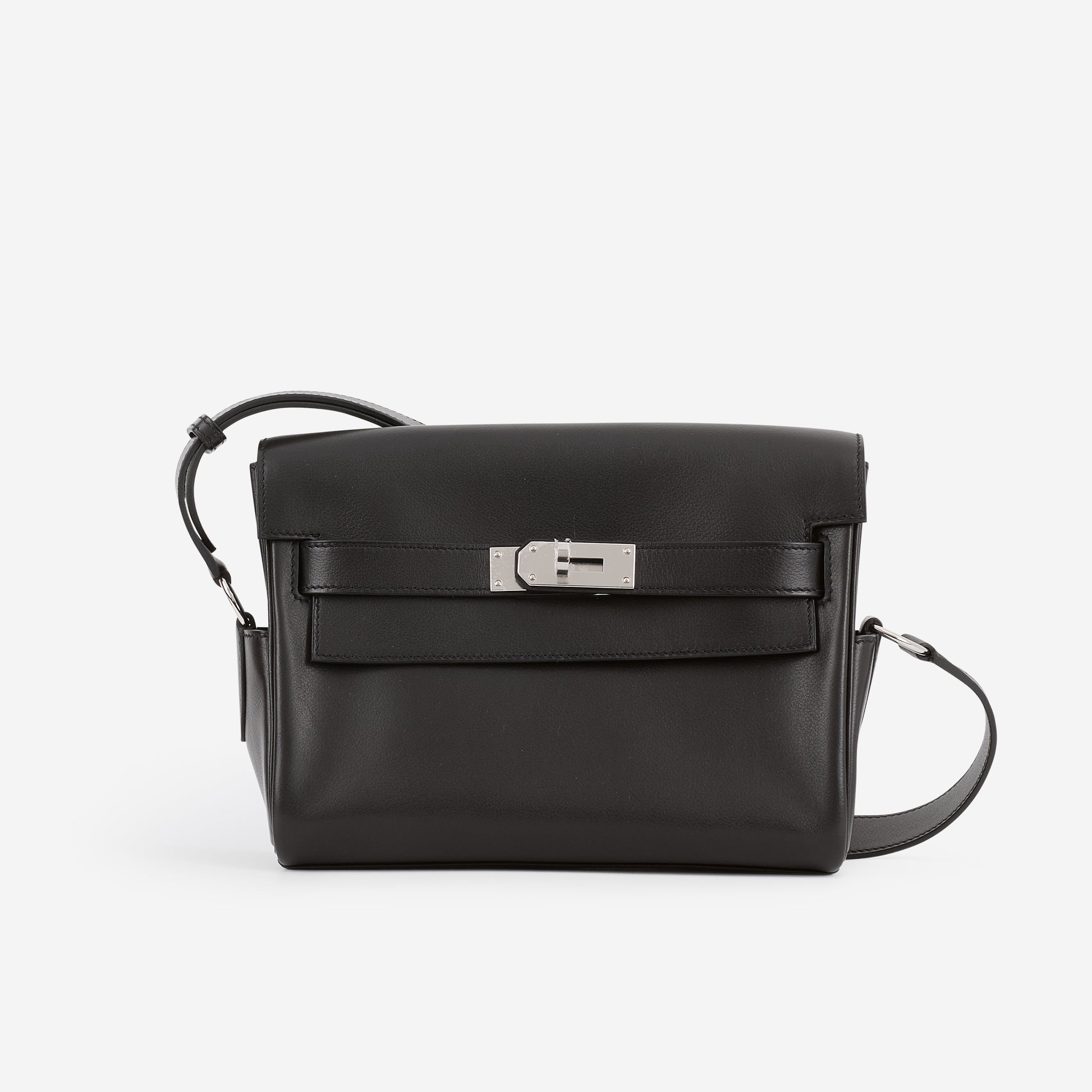 Hermès Kelly Messenger PM - Black Evergrain | Palladium Hardware - Bagista