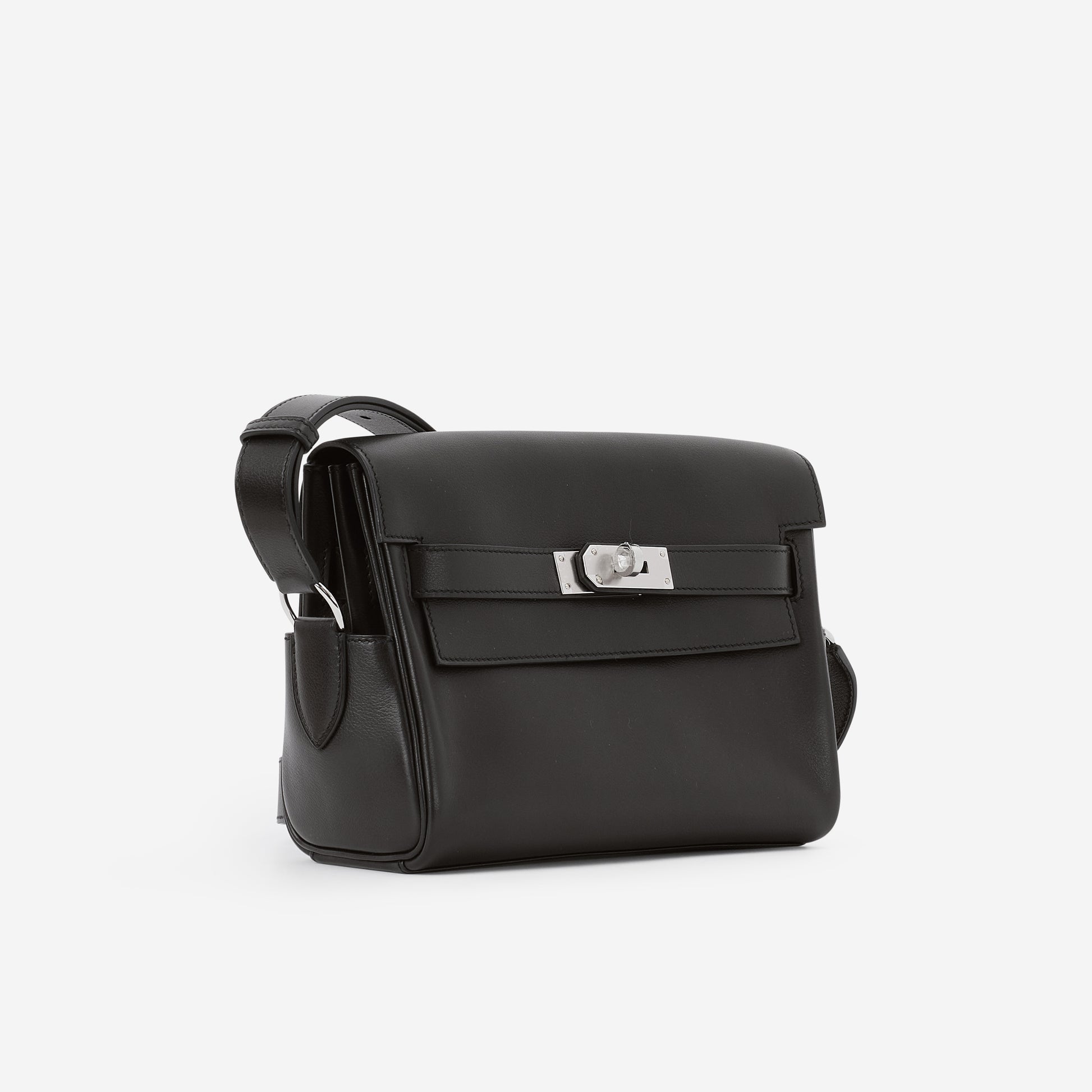 Hermès Kelly Messenger PM - Black Evergrain | Palladium Hardware - Bagista