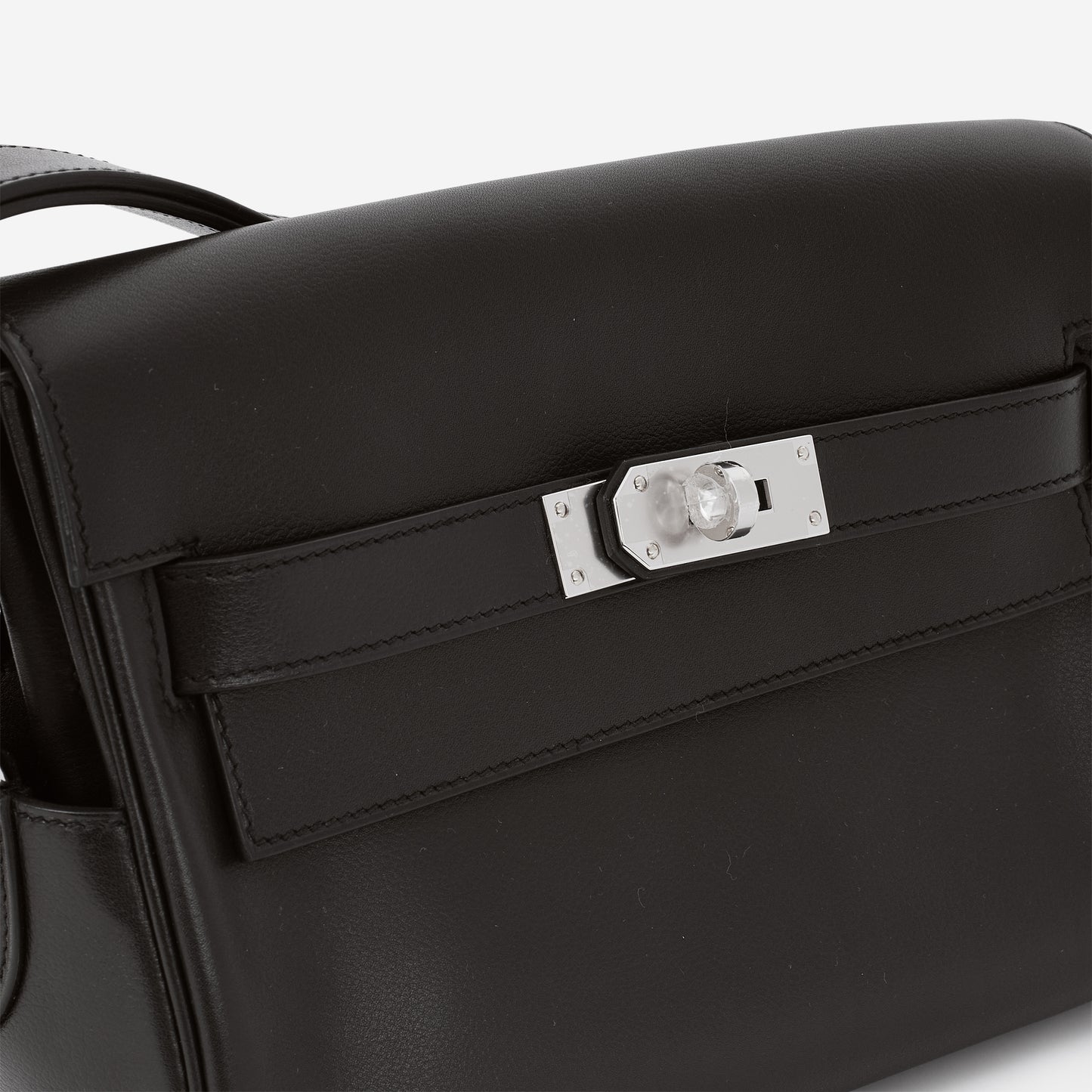 Hermès Kelly Messenger PM - Black Evergrain | Palladium Hardware - Bagista