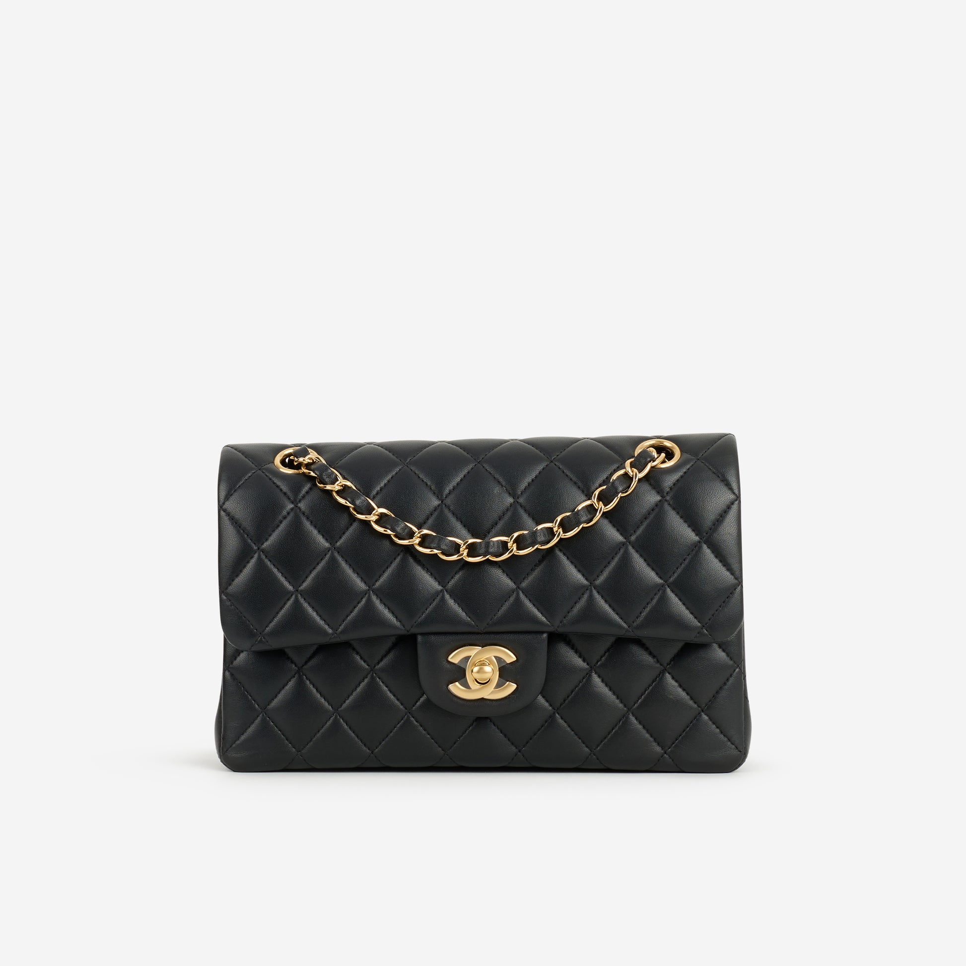 Chanel Small Classic Flap - Black Lambskin | Gold Hardware - Bagista