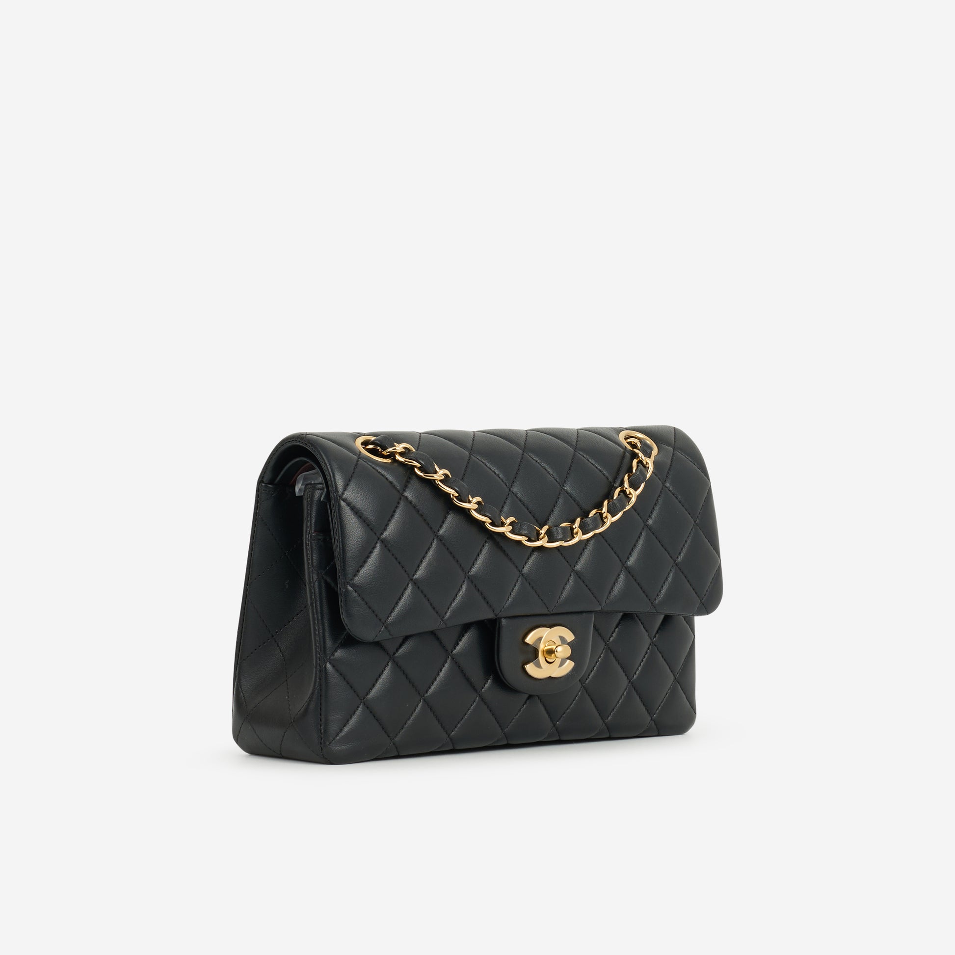 Chanel Small Classic Flap - Black Lambskin | Gold Hardware - Bagista