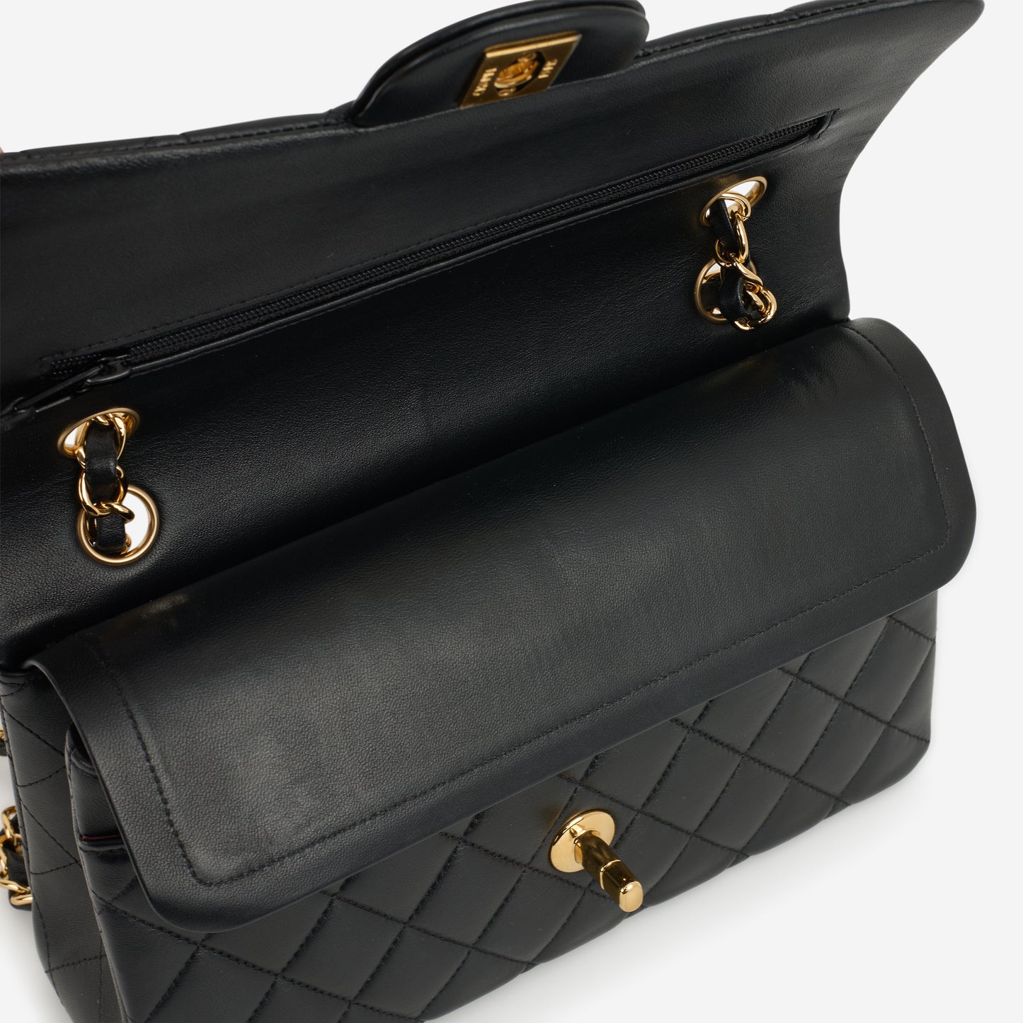Chanel Small Classic Flap - Black Lambskin | Gold Hardware - Bagista