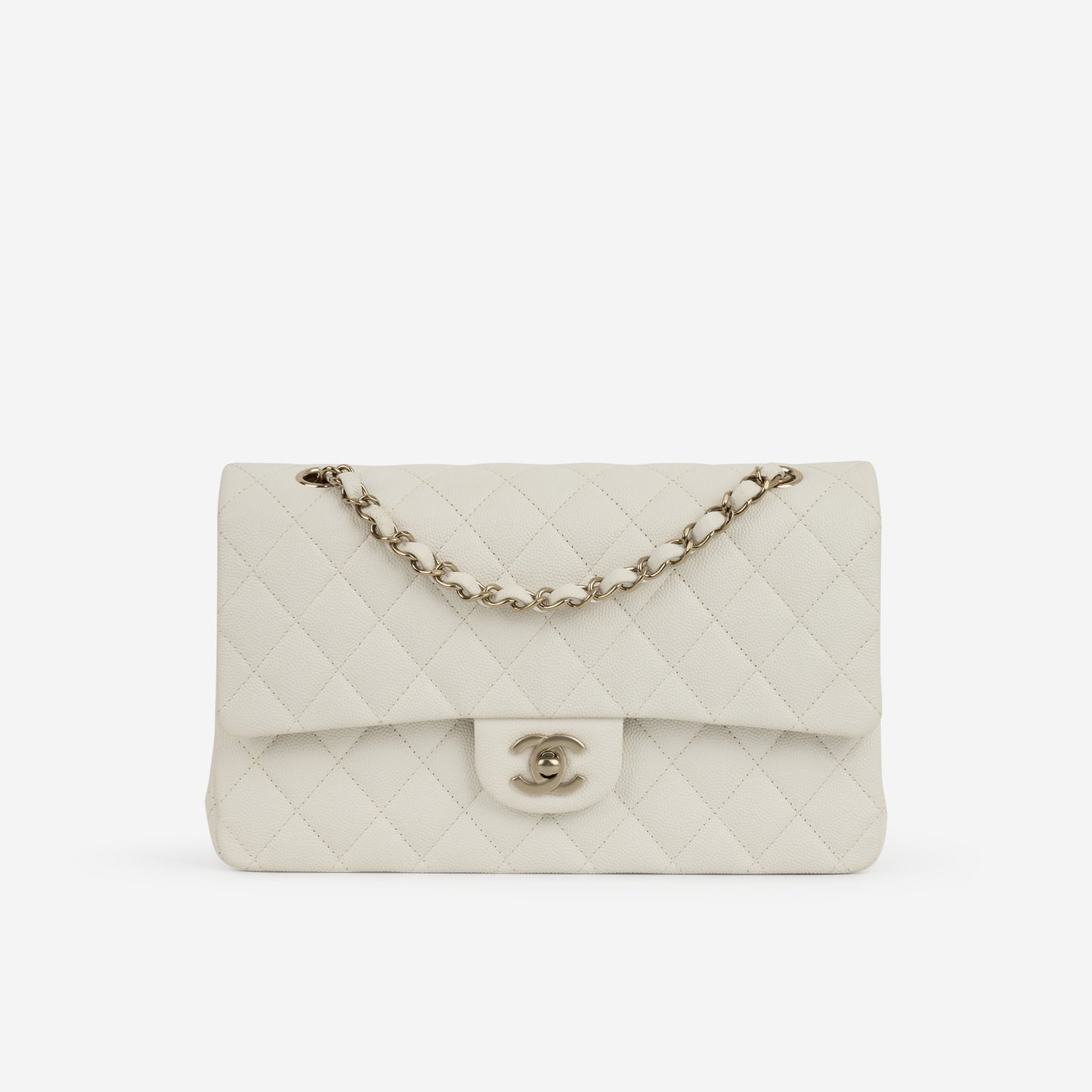 Chanel Medium Classic Flap - Off White Caviar | Champagne Gold Hardware - Bagista