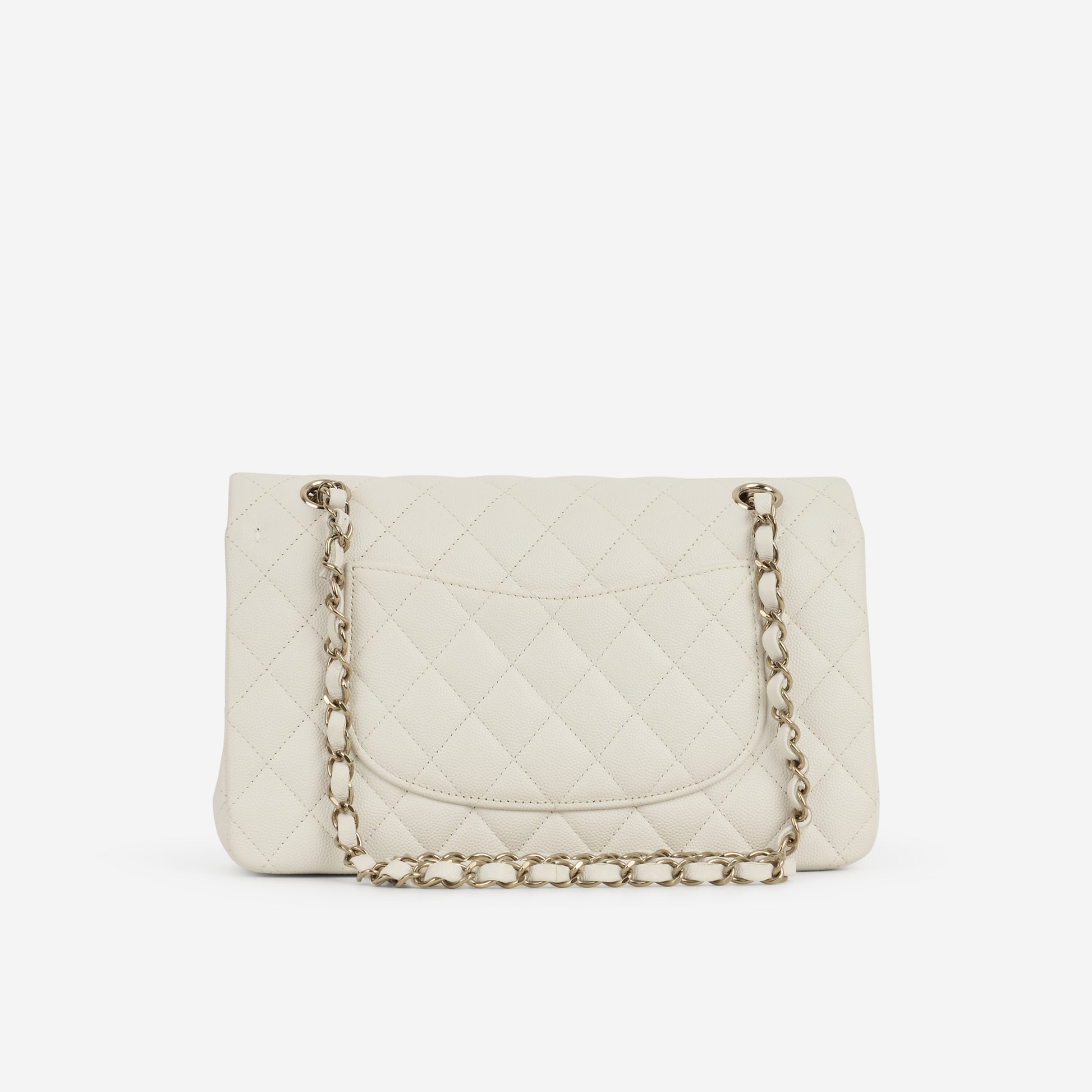 Chanel Medium Classic Flap - Off White Caviar | Champagne Gold Hardware - Bagista