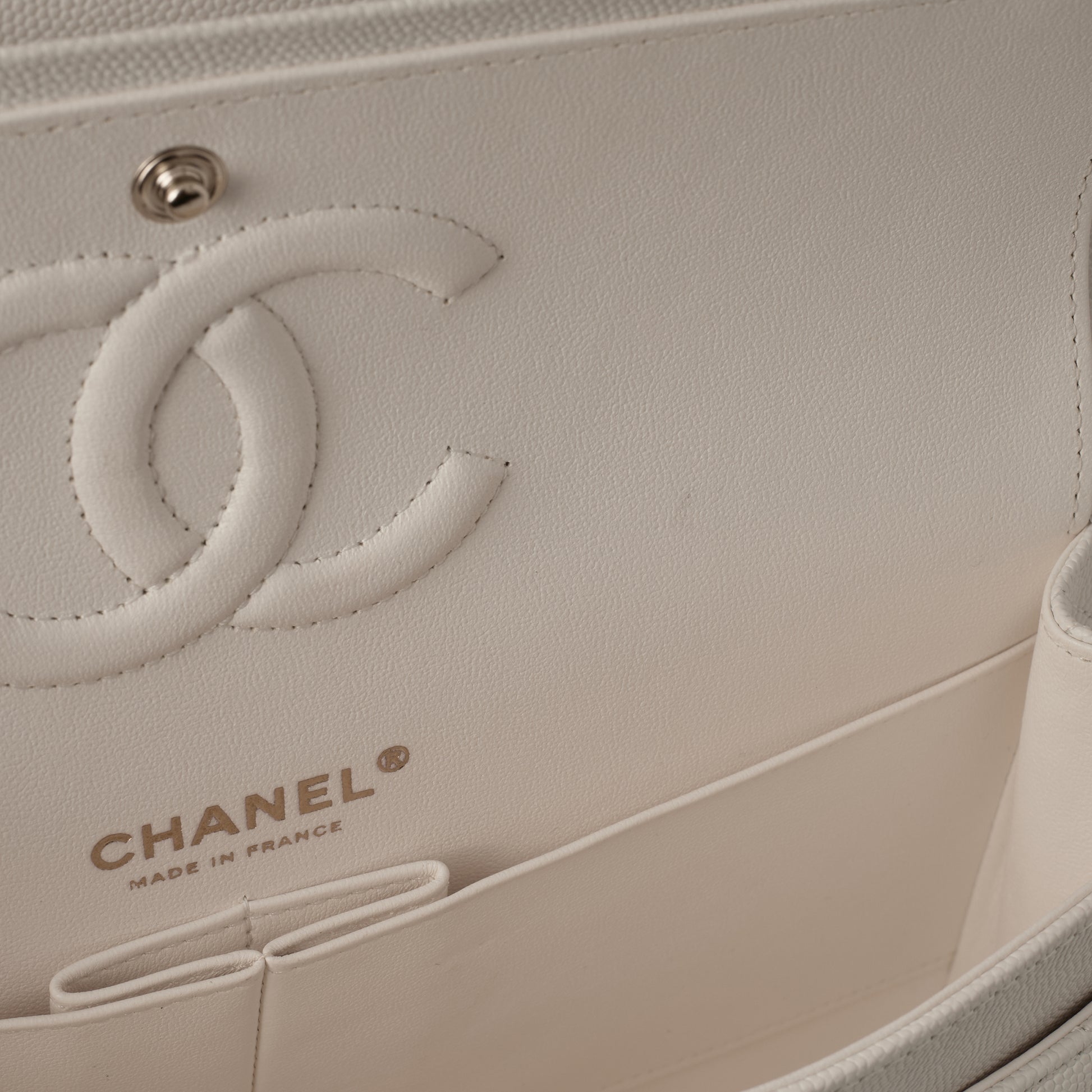 Chanel Medium Classic Flap - Off White Caviar | Champagne Gold Hardware - Bagista