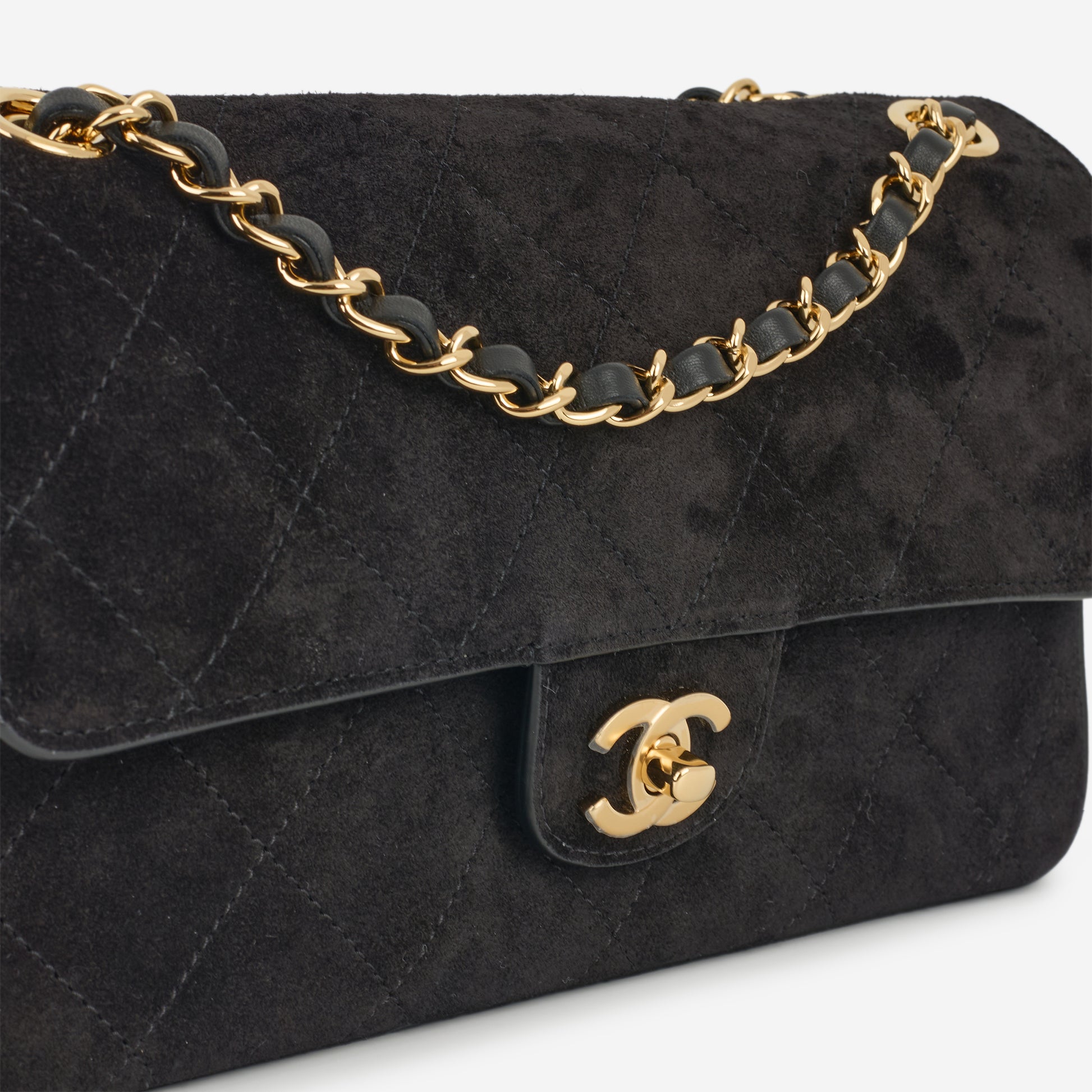 Chanel SS26 Medium Flap - Black Suede | Gold Hardware - Bagista