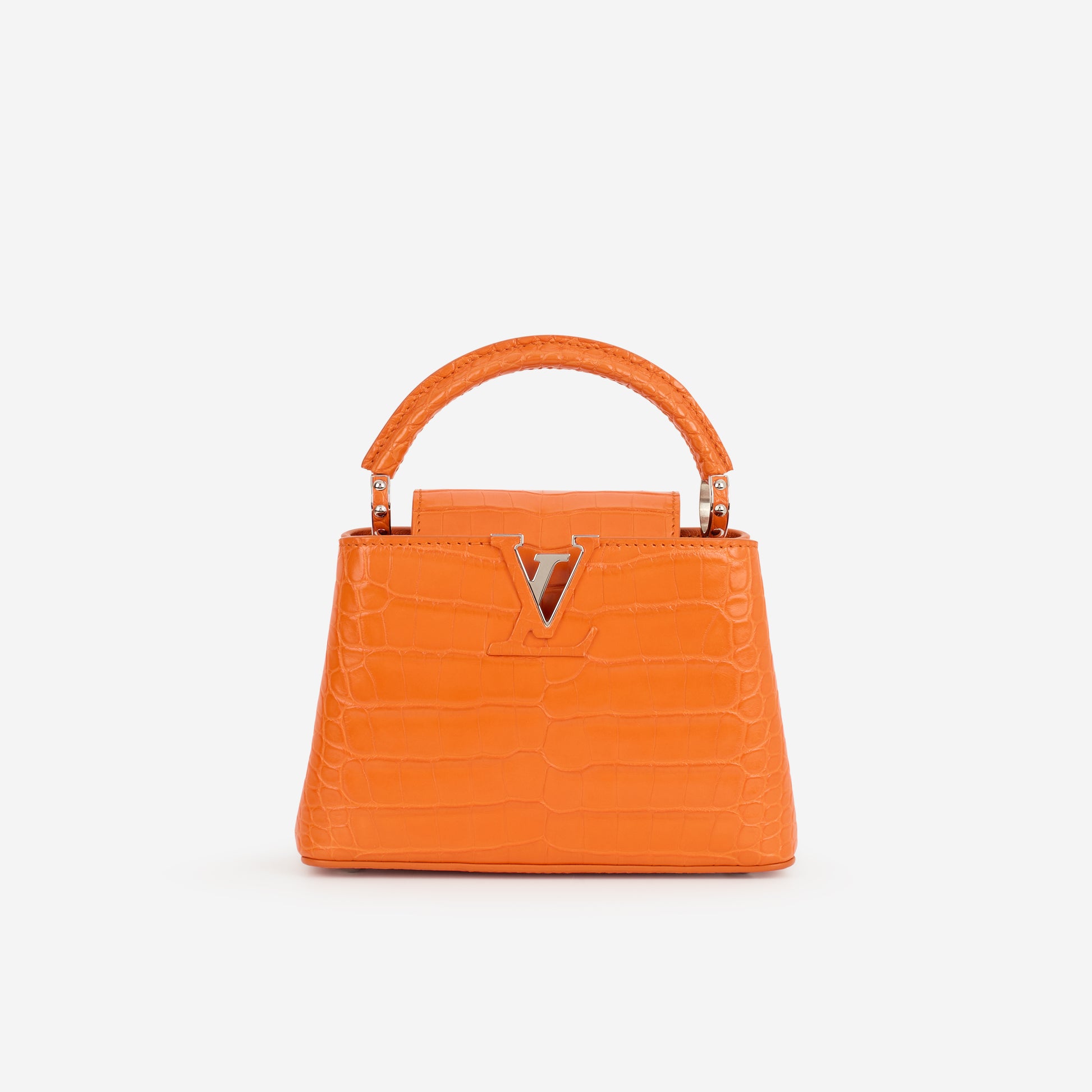 Louis Vuitton Mini Capucines - Orange Alligator Mississippiensis | Silver Hardware - Bagista