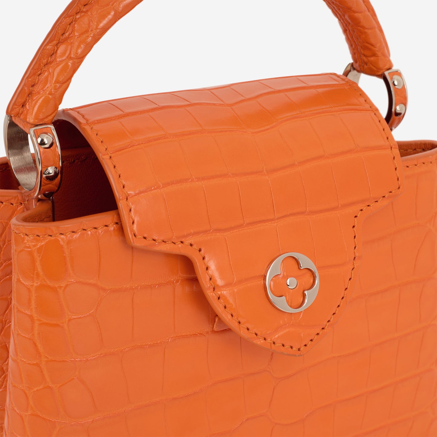 Louis Vuitton Mini Capucines - Orange Alligator Mississippiensis | Silver Hardware - Bagista