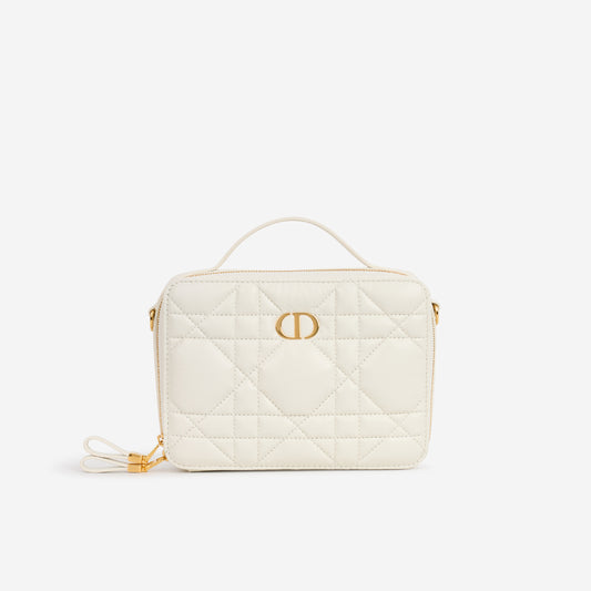Dior Caro Box Bag - Off White Macrocannage Calfskin | Gold Hardware