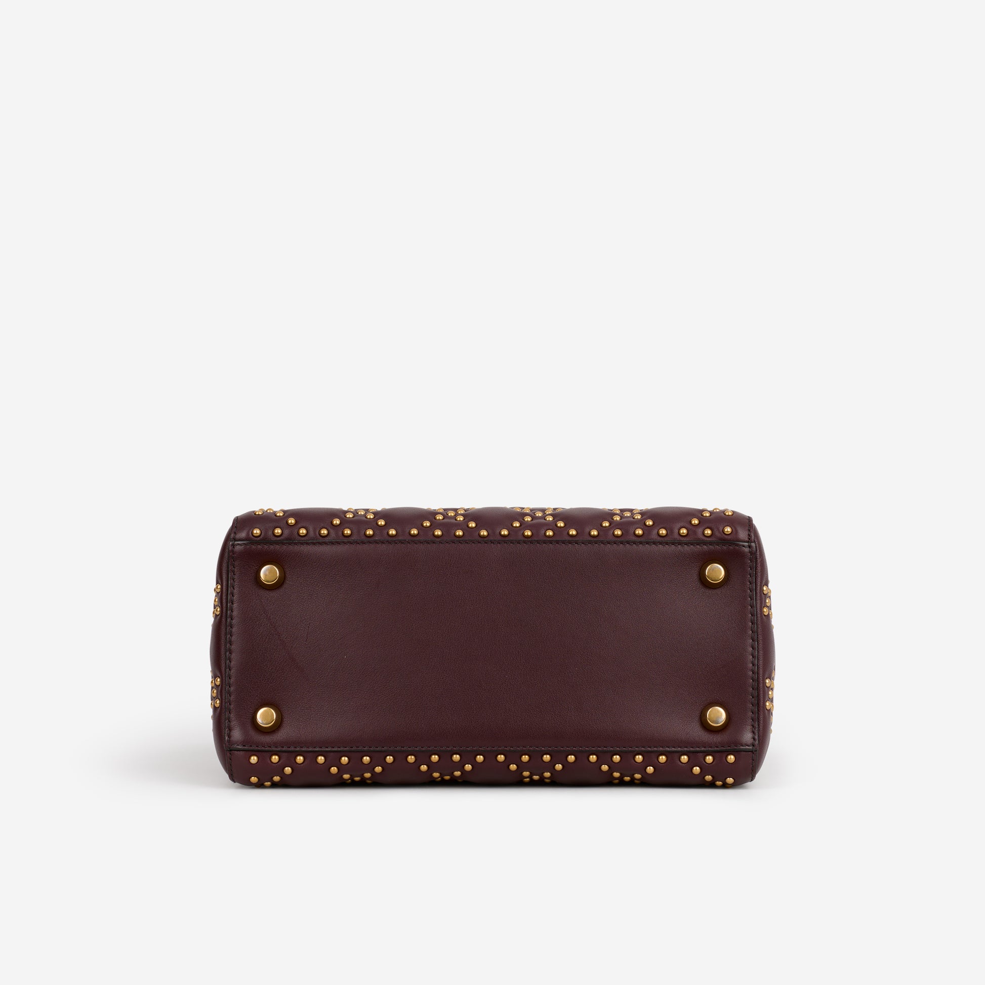 Dior Medium Lady Dior - Burgundy Studded Lambskin | Golden Hardware - Bagista