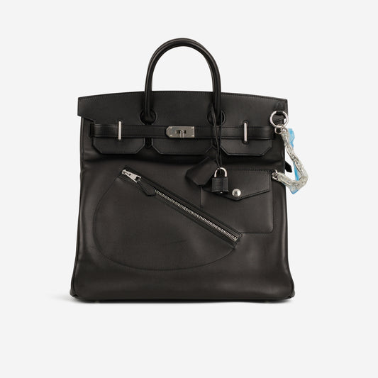 Hermès HAC 40 Rock - Black Evergrain | Palladium Hardware