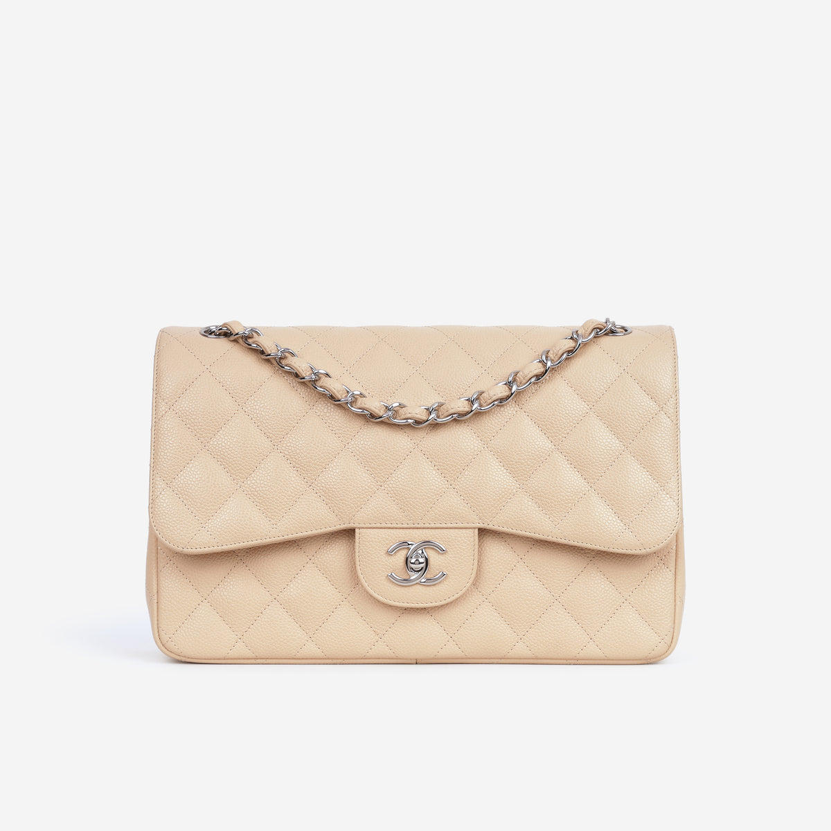 Chanel Jumbo Classic Flap - Beige Caviar | Silver Hardware