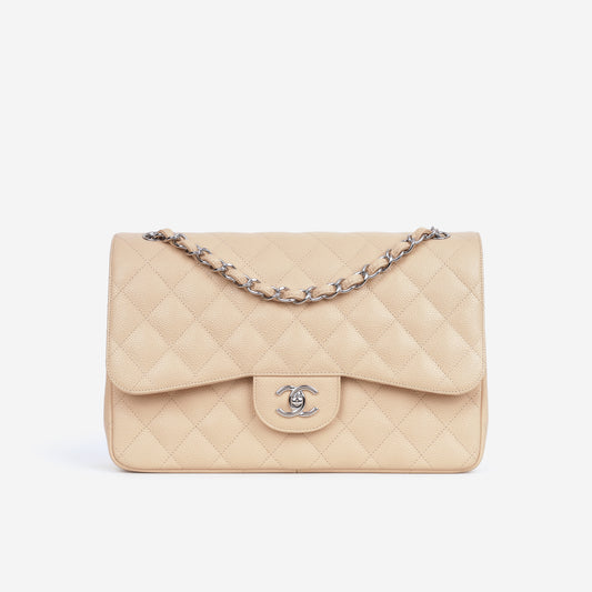 Chanel Jumbo Classic Flap - Beige Caviar | Silver Hardware