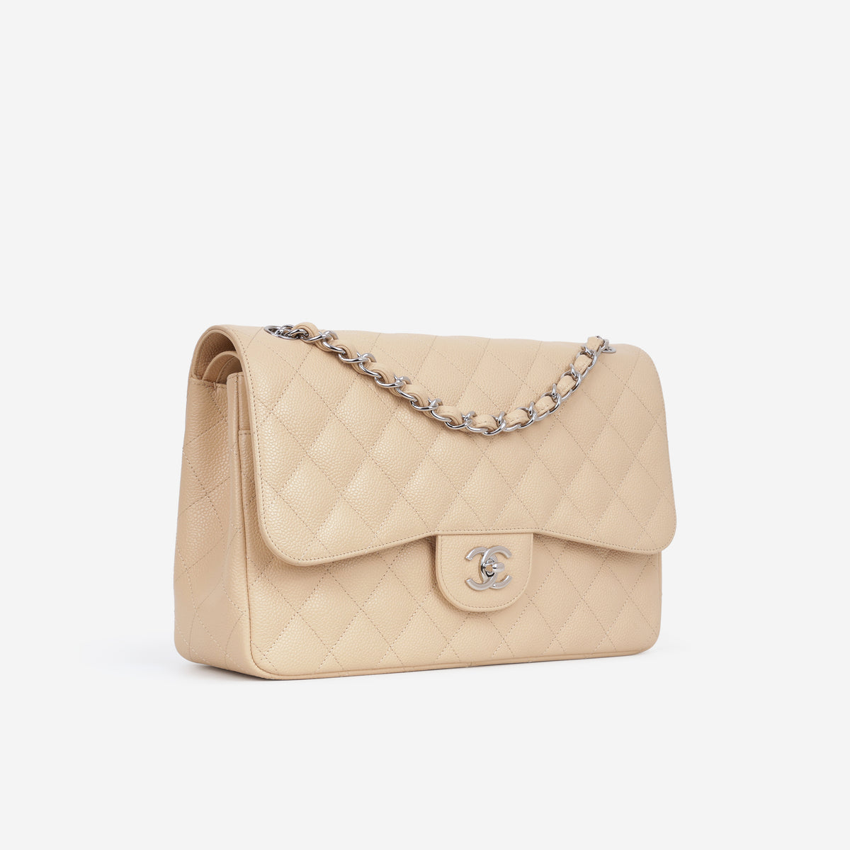 Chanel Jumbo Classic Flap - Beige Caviar | Silver Hardware