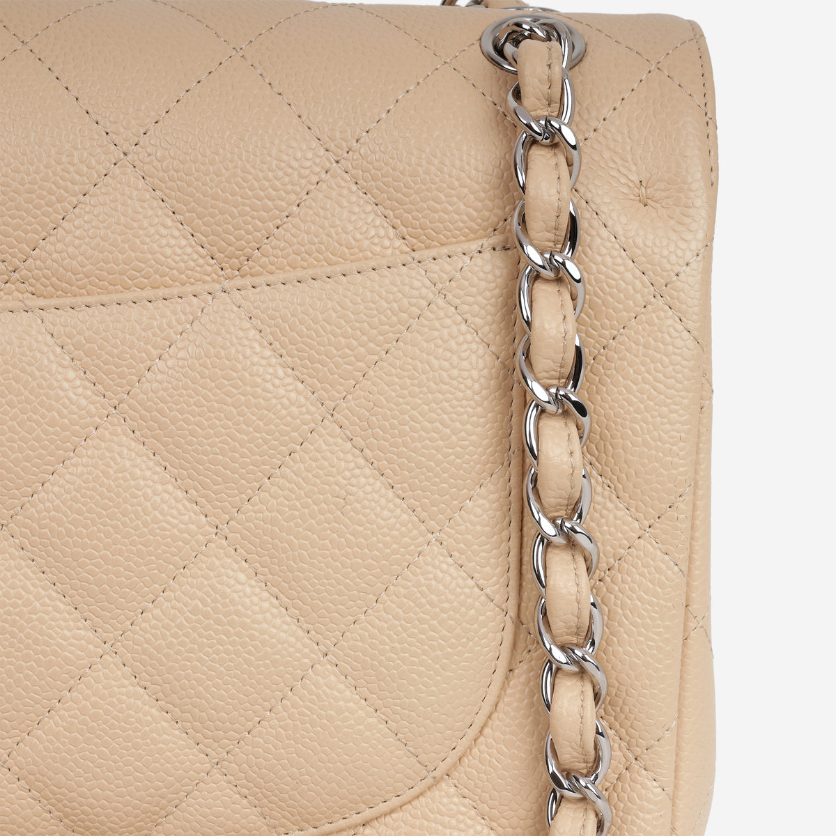 Chanel Jumbo Classic Flap - Beige Caviar | Silver Hardware