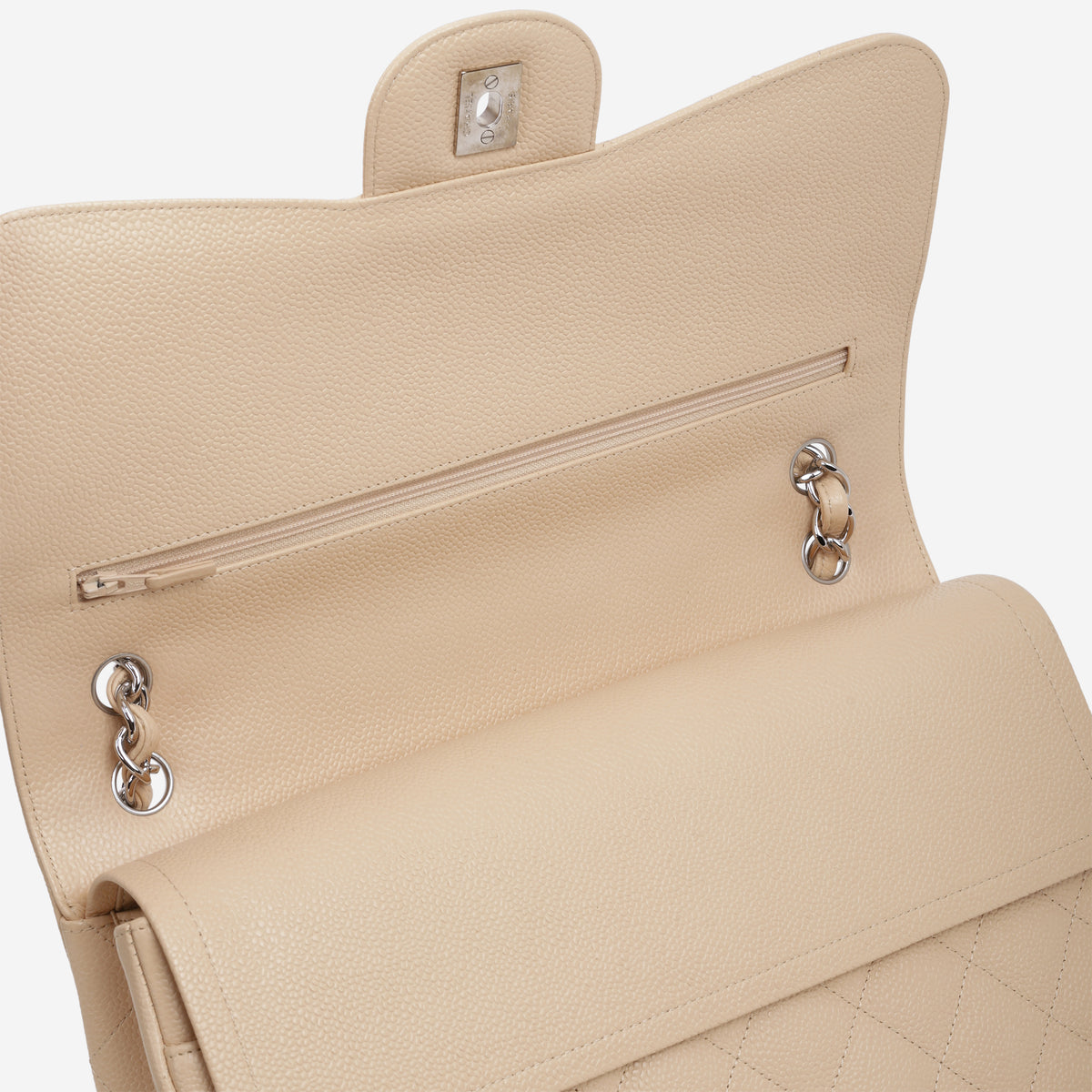 Chanel Jumbo Classic Flap - Beige Caviar | Silver Hardware