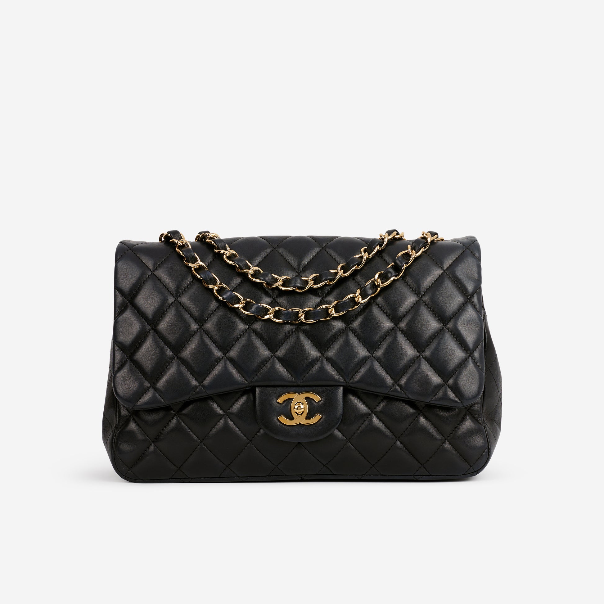 Chanel Single Flap Jumbo - Black Lambskin | Gold Hardware - Bagista