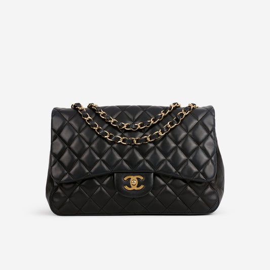 Chanel Single Flap Jumbo - Black Lambskin | Gold Hardware - Bagista