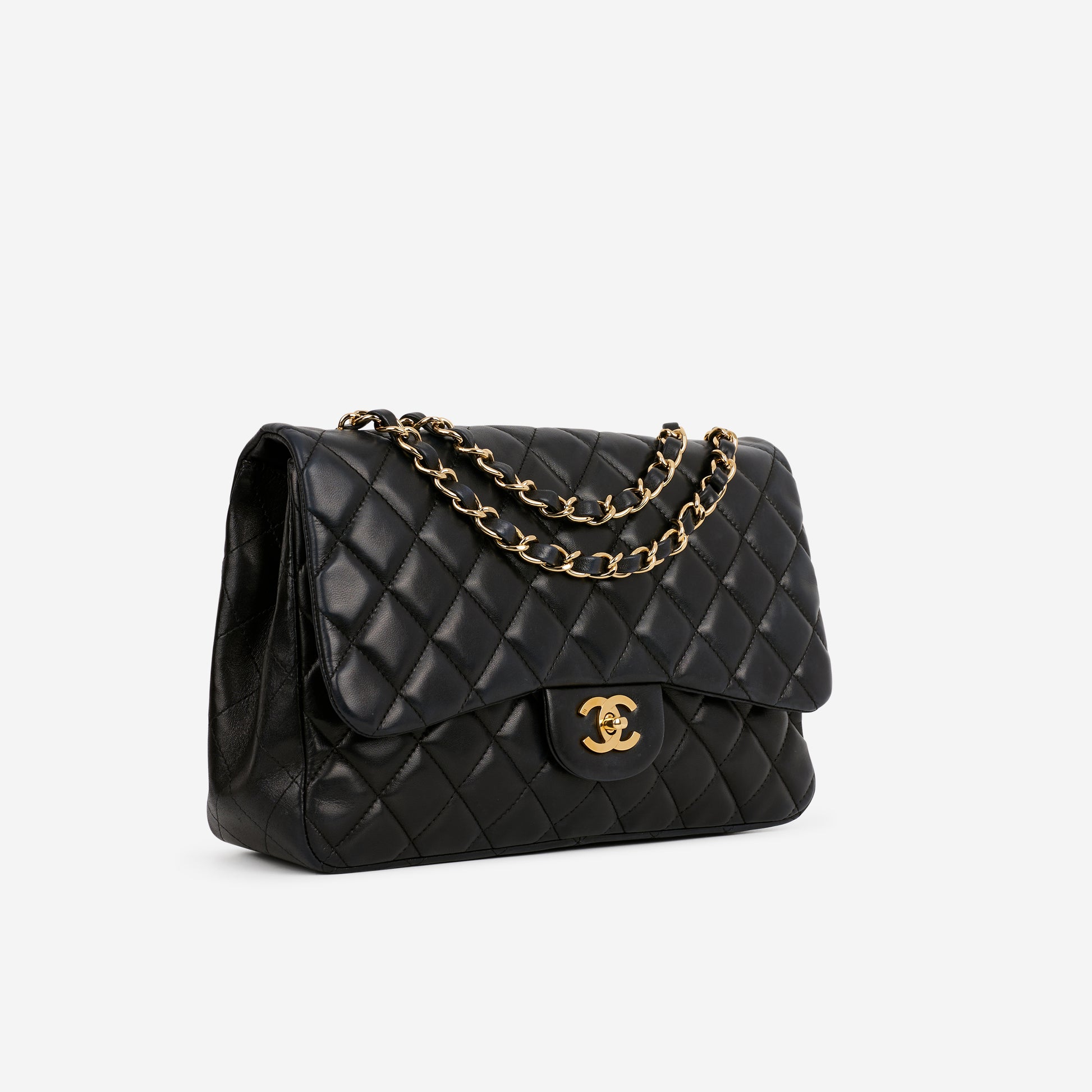 Chanel Single Flap Jumbo - Black Lambskin | Gold Hardware - Bagista
