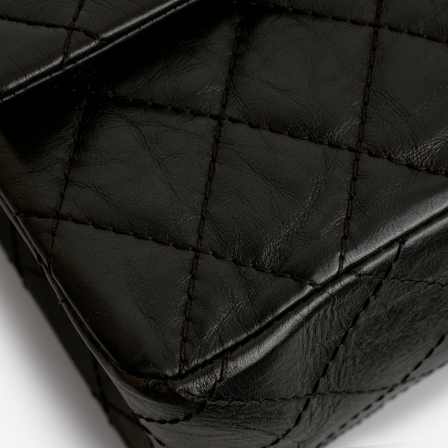 Chanel 2.55 Reissue 224 - Black Crumpled Calfskin | Silver Hardware - Bagista