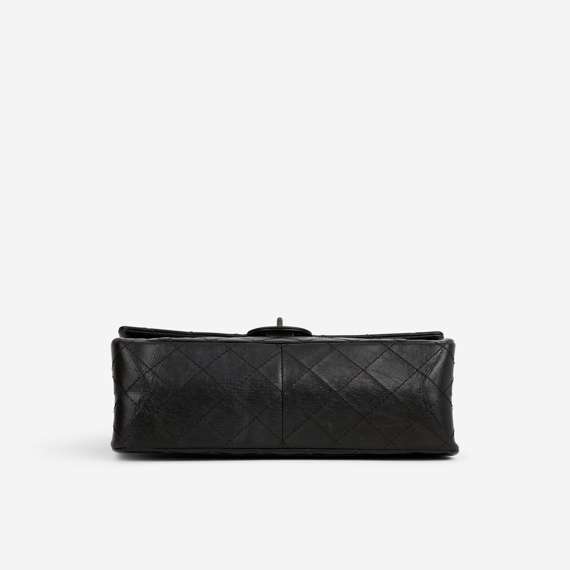 Chanel 2.55 Reissue 224 - Black Crumpled Calfskin | Silver Hardware - Bagista