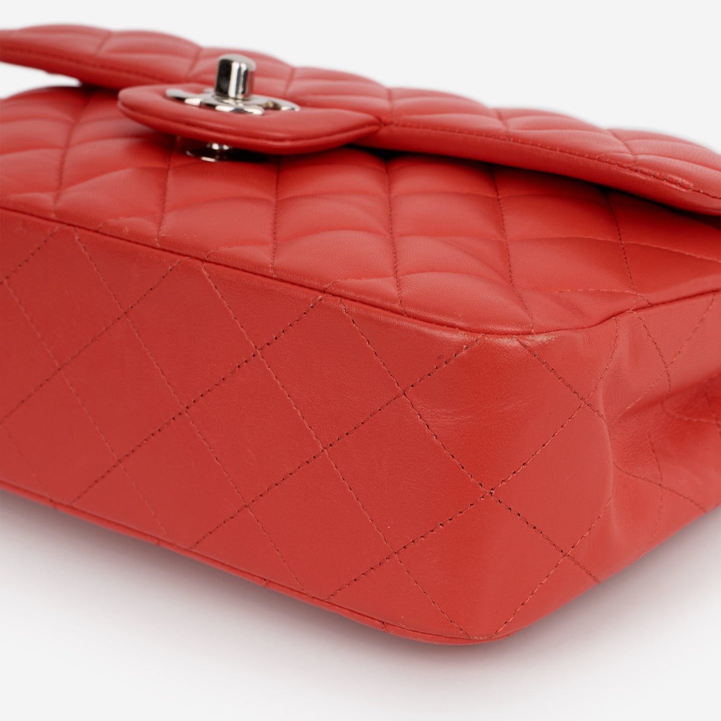 Chanel Small Classic Flap - Red Lambskin | Silver Hardware - Bagista