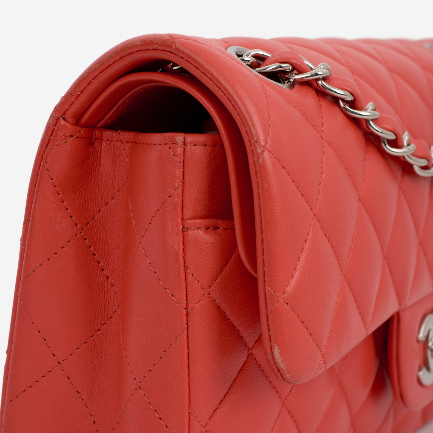 Chanel Small Classic Flap - Red Lambskin | Silver Hardware - Bagista