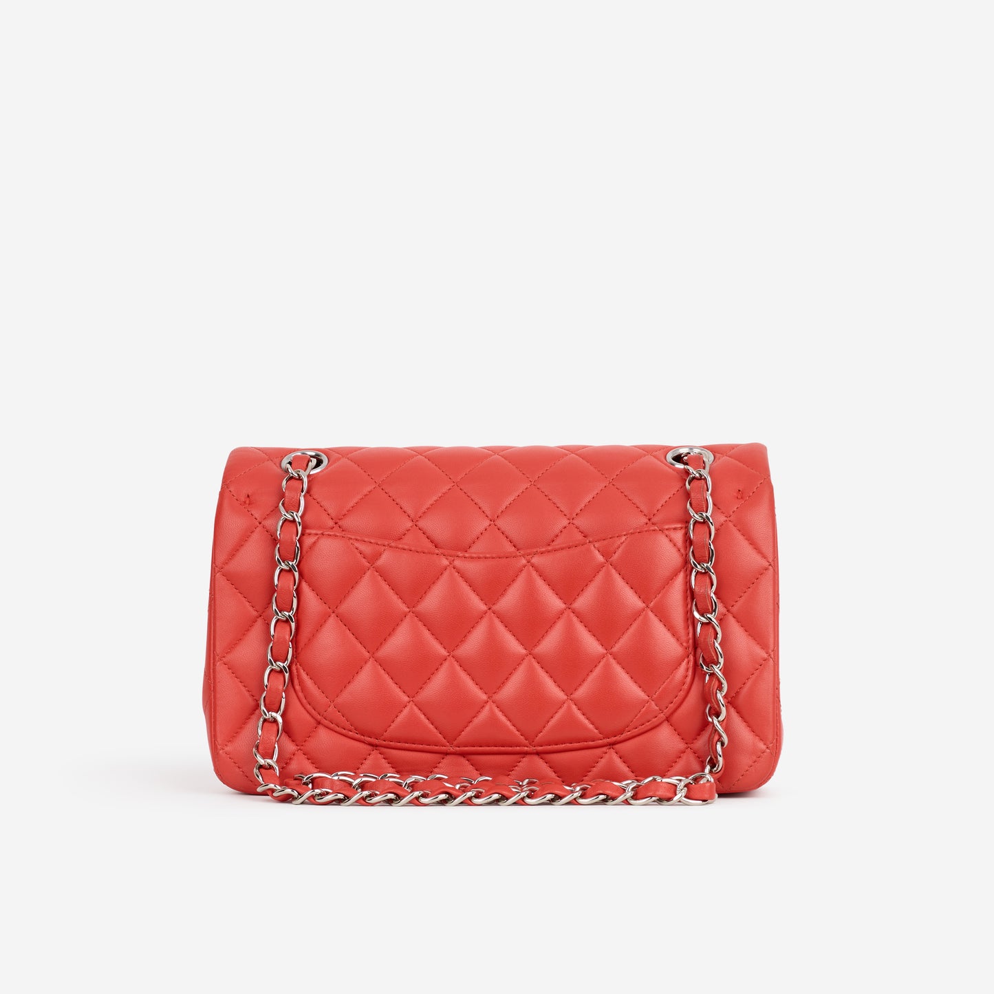 Chanel Small Classic Flap - Red Lambskin | Silver Hardware - Bagista