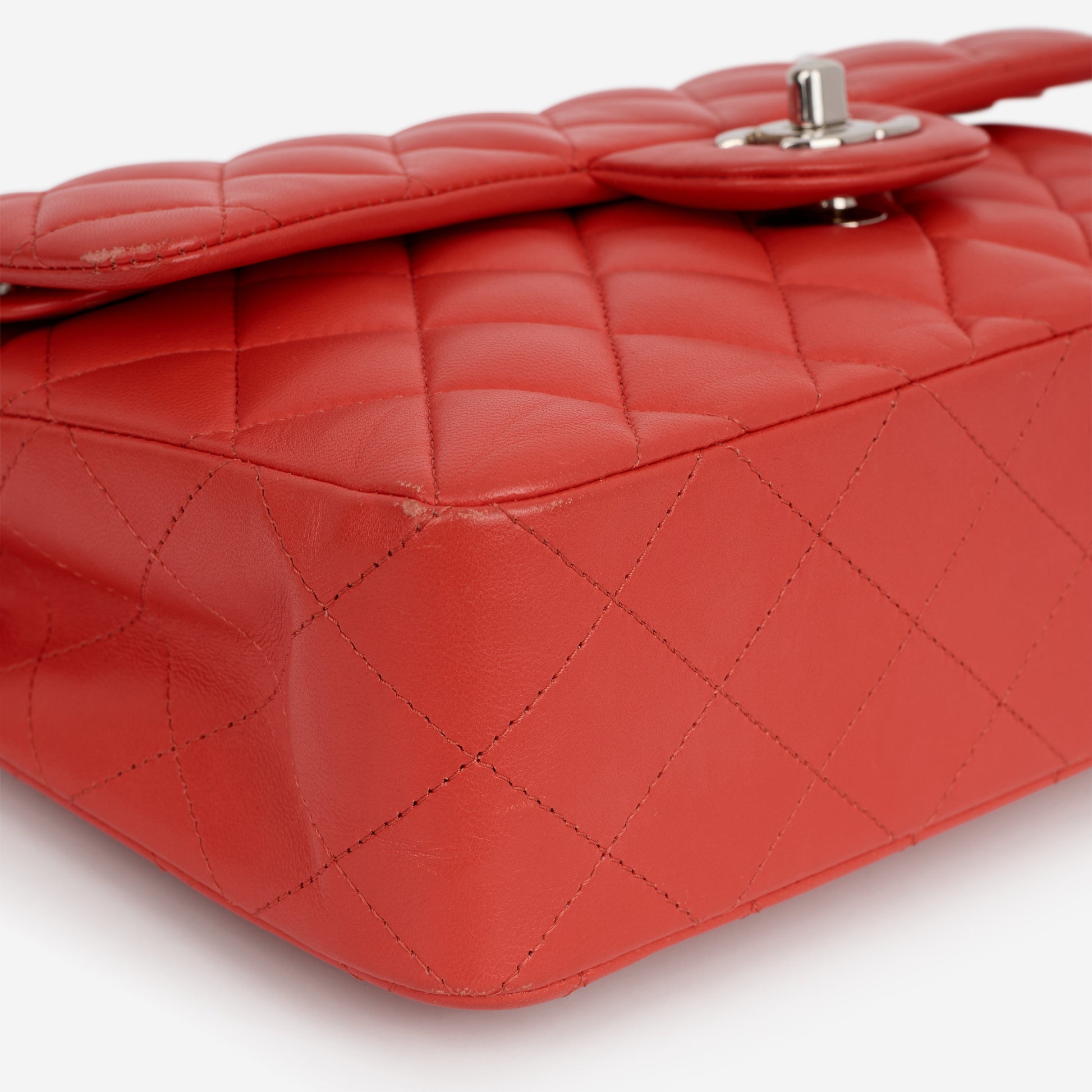 Chanel Small Classic Flap - Red Lambskin | Silver Hardware - Bagista