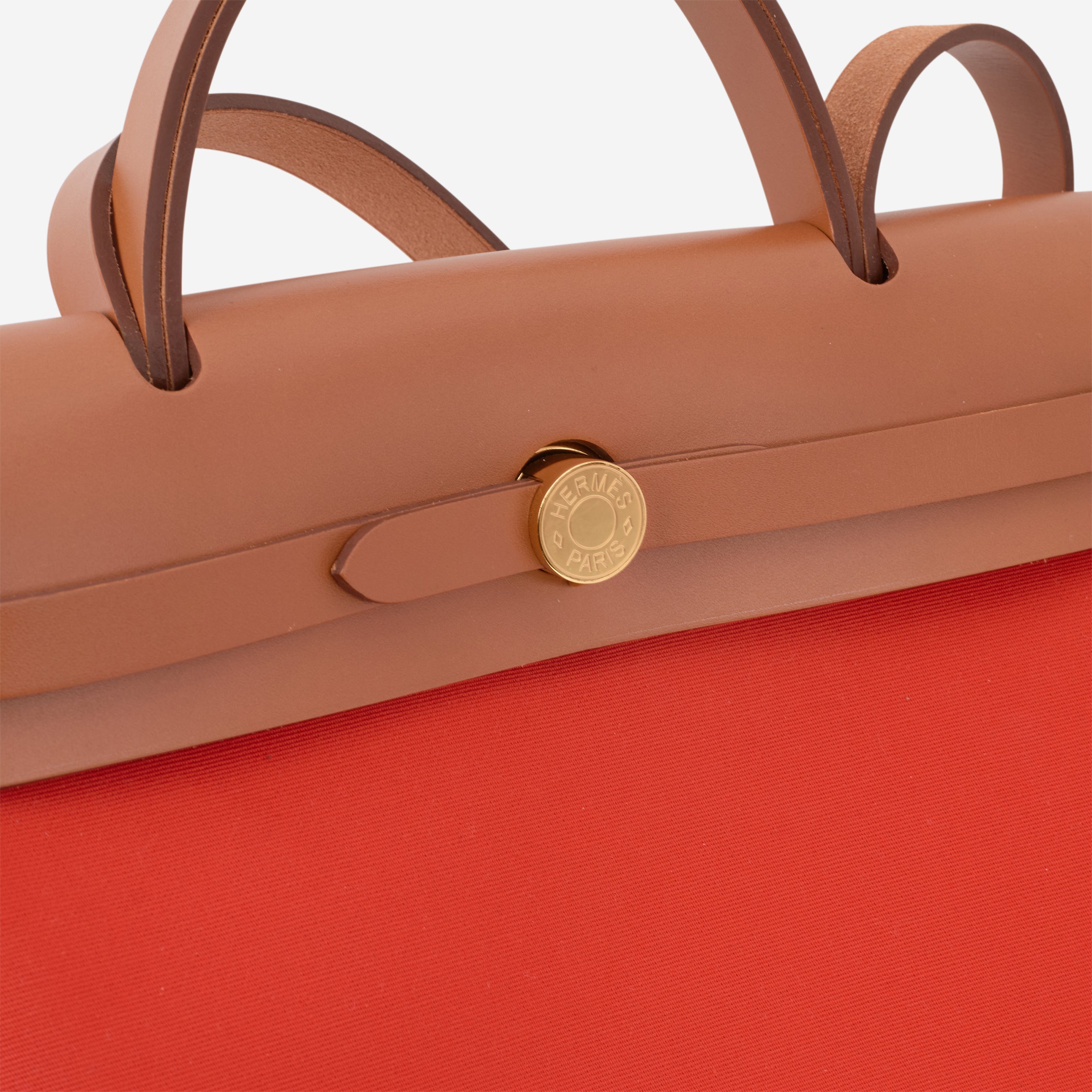 Hermès Herbag 31 Orange Mecano Cuivre Canvas Fauve Hunter Gold