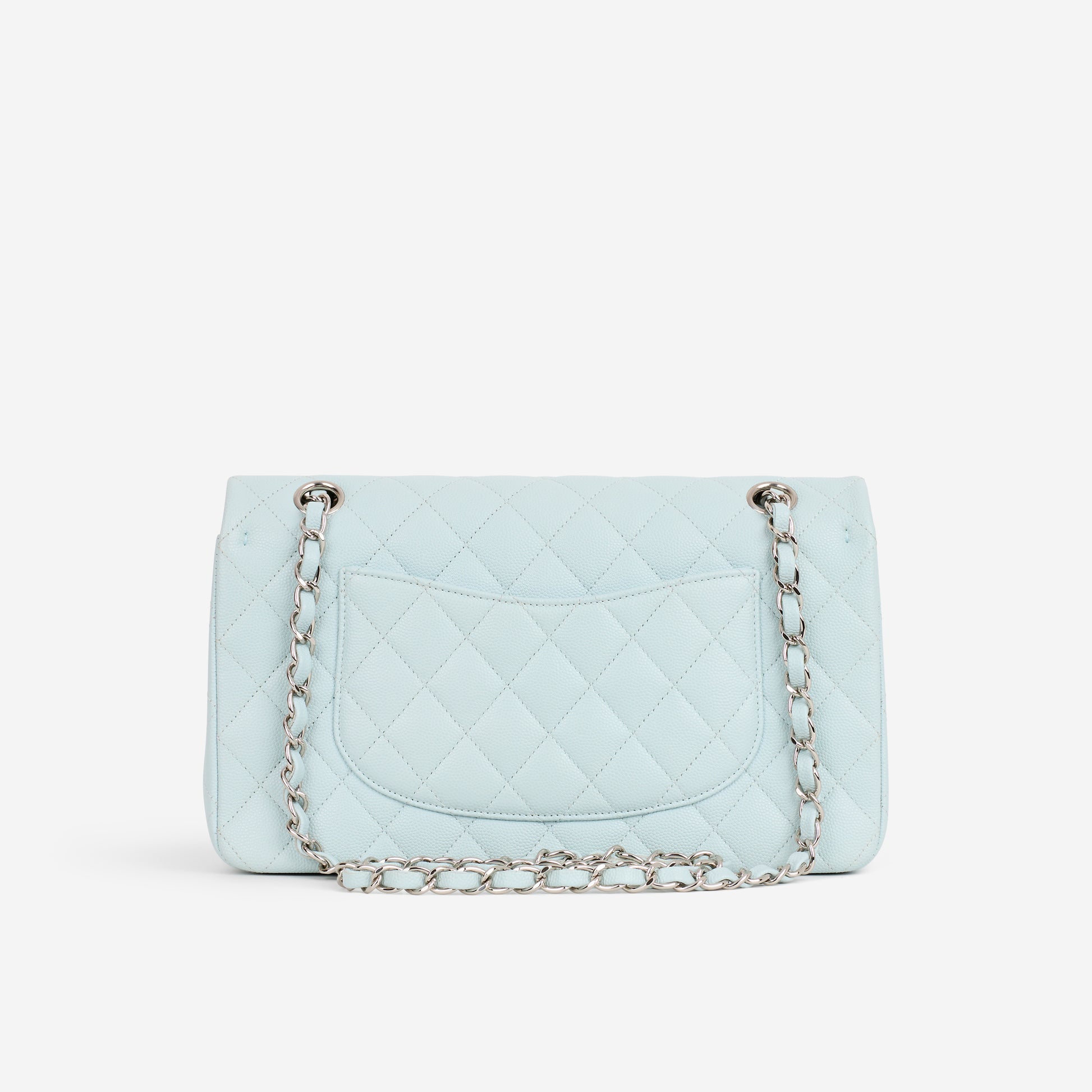 Chanel Medium Classic Flap - Light Blue Caviar | Silver Hardware - Bagista