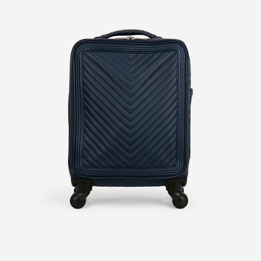 Chanel Coco Case Trolley - Blue Chevron Caviar | Silver Hardware