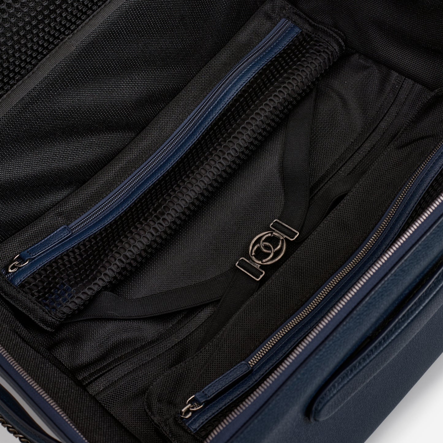 Chanel Coco Case Trolley - Blue Chevron Caviar | Silver Hardware