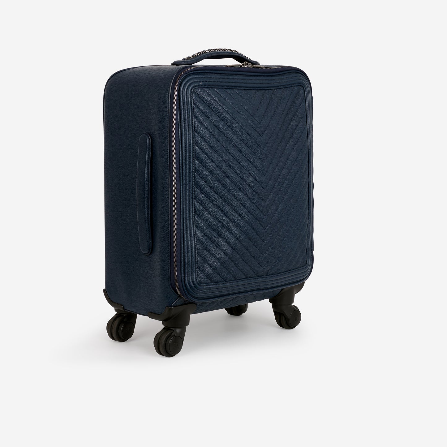Chanel Coco Case Trolley - Blue Chevron Caviar | Silver Hardware
