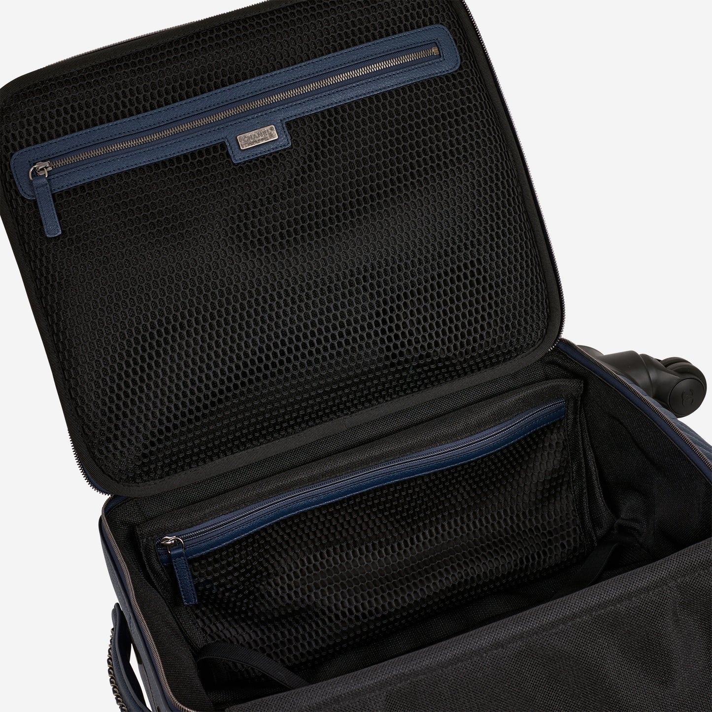 Chanel Coco Case Trolley - Blue Chevron Caviar | Silver Hardware