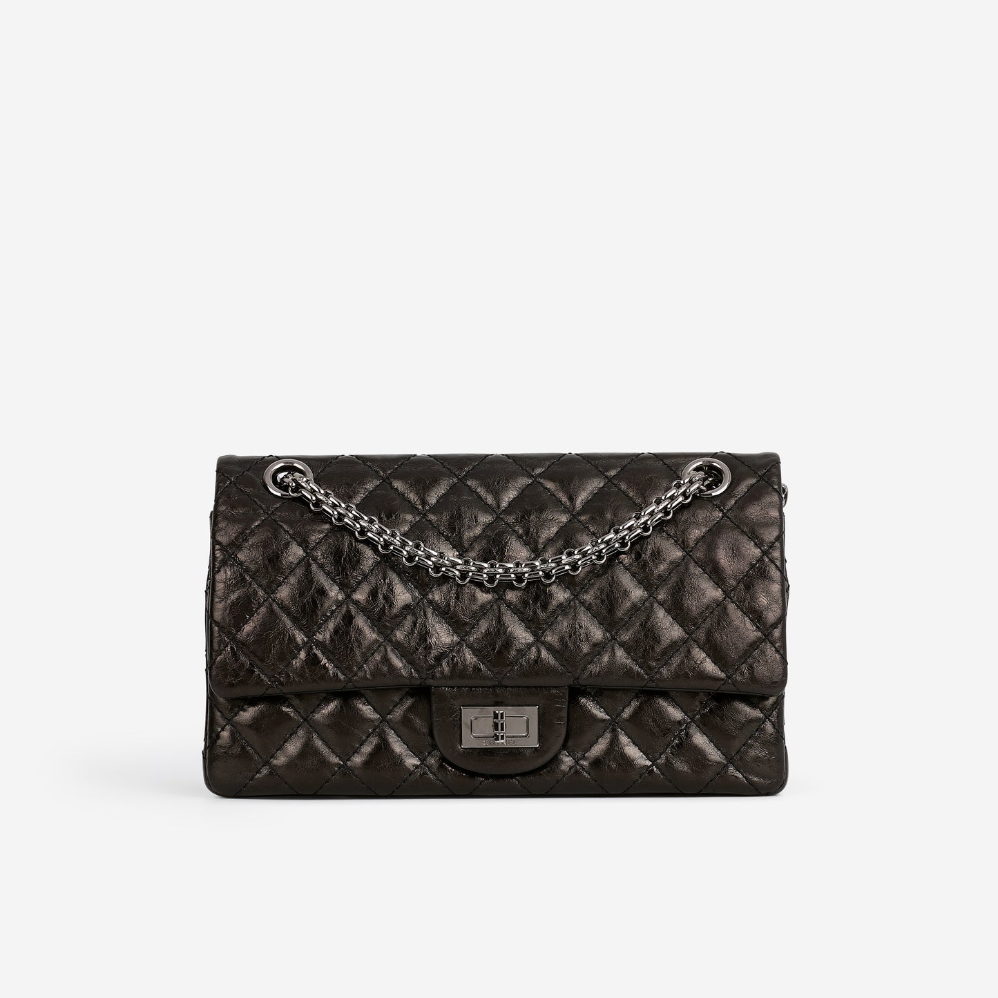 Chanel 2.55 Reissue 225 - Black Glazed Crumpled Calfskin | Gunmetal Hardware