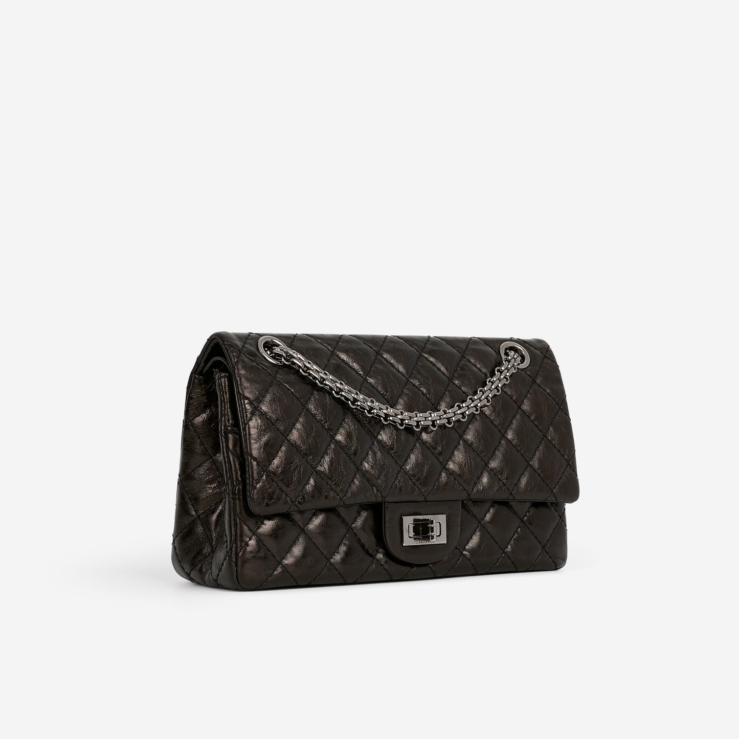 Chanel 2.55 Reissue 225 - Black Glazed Crumpled Calfskin | Gunmetal Hardware