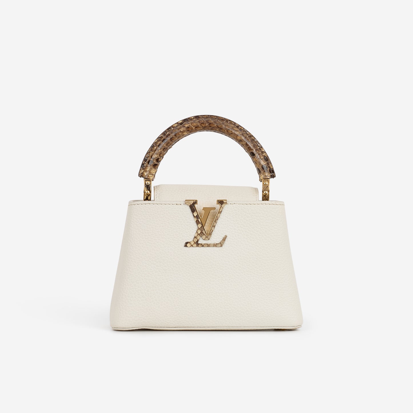Louis Vuitton Mini Capucines - White Taurillon / Python Handle | Gold Hardware