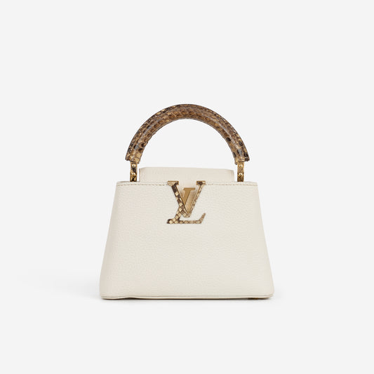 Louis Vuitton Mini Capucines - White Taurillon / Python Handle | Gold Hardware